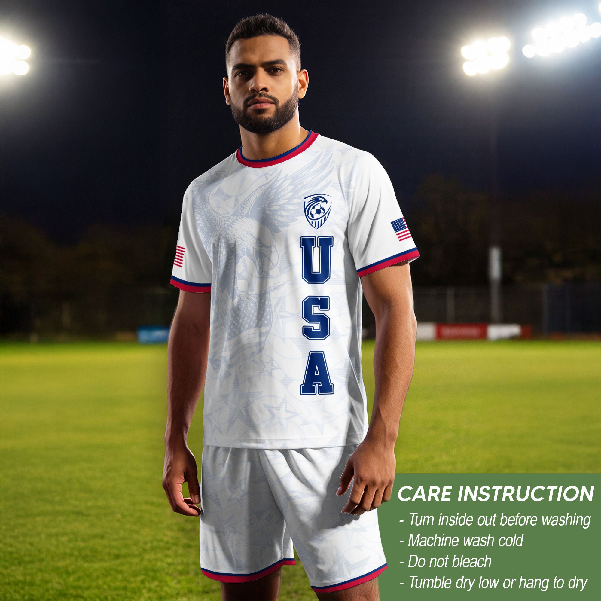 USA Eagle Soccer Jersey Adult Patriotic American Flag Soccer Fan Independence Day Shirt