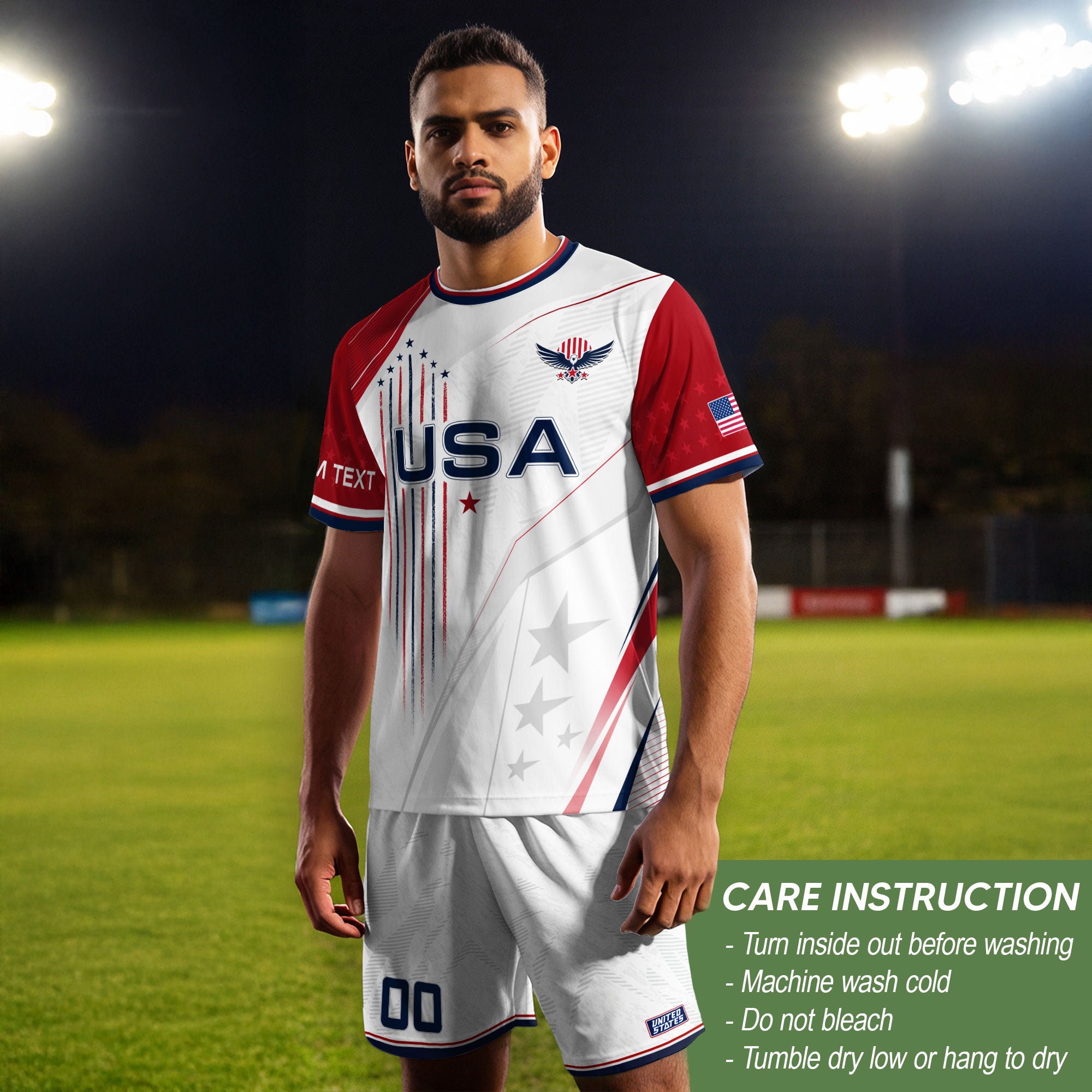 Custom USA Soccer Jersey Men White Red Personalized Name Number Football Shirt