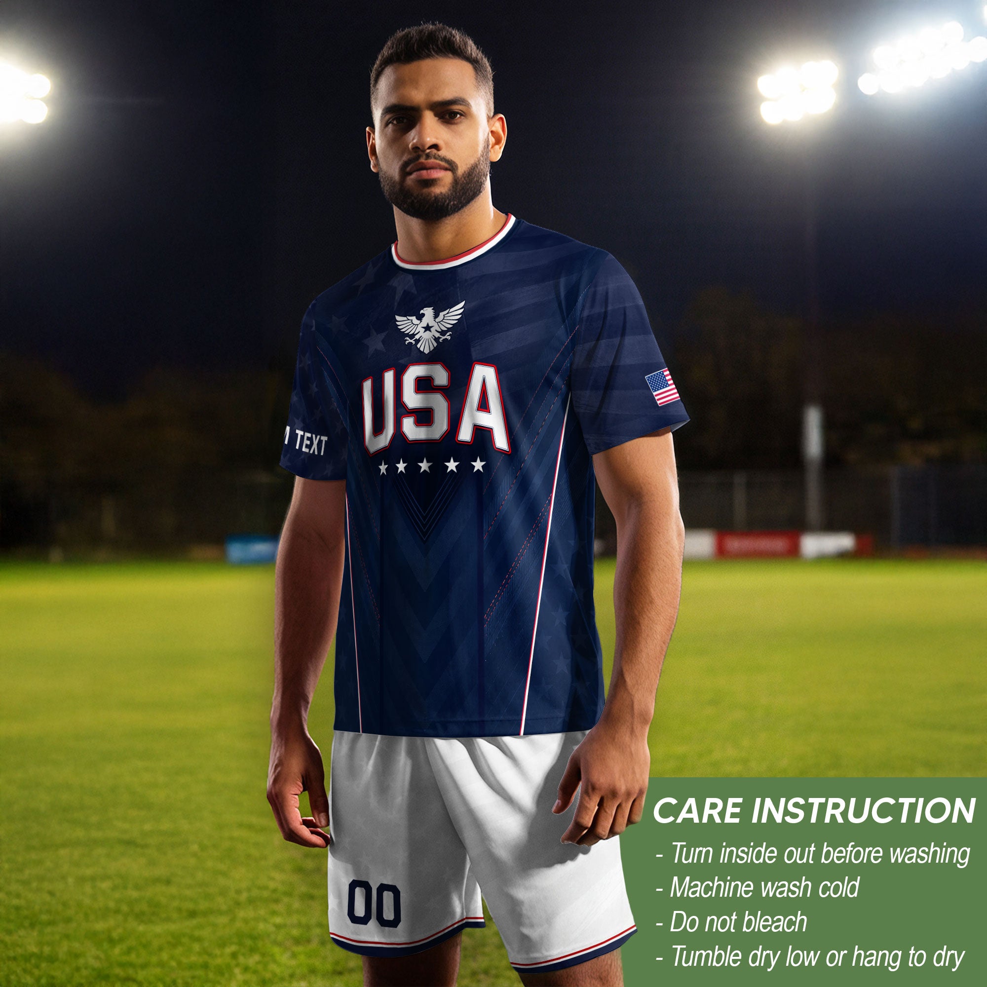 USA Soccer Jersey Men Navy Blue Athletic Name Number Football Shirt