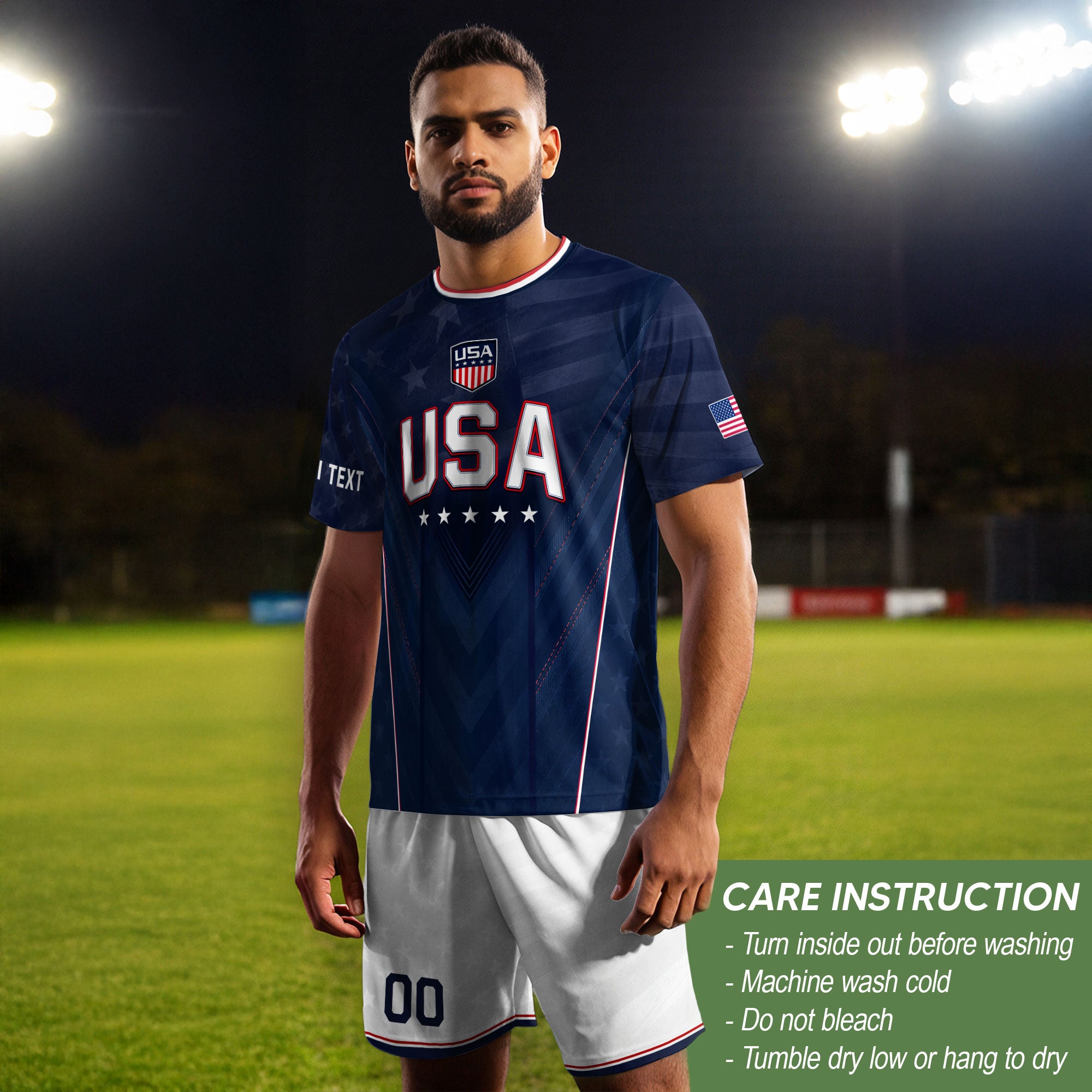 USA Soccer Jersey Men Navy Blue Athletic Name Number Football Shirt