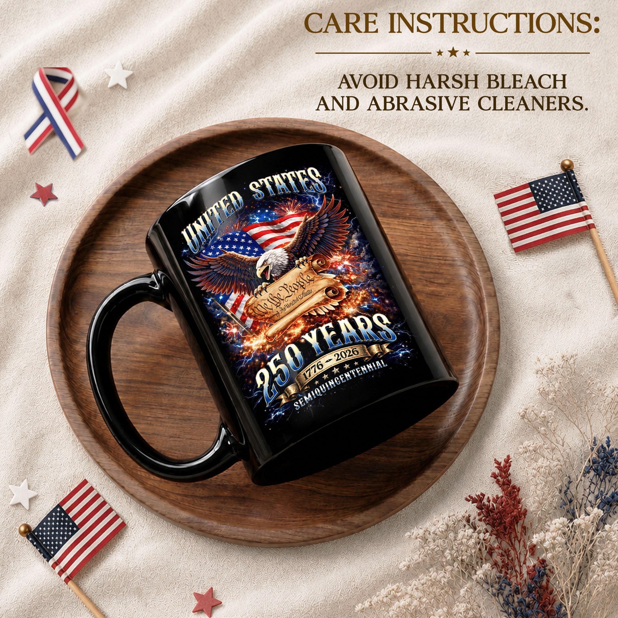 United States 250 Years Mug - We The People 1776 2026 Patriotic Bald Eagle Cup