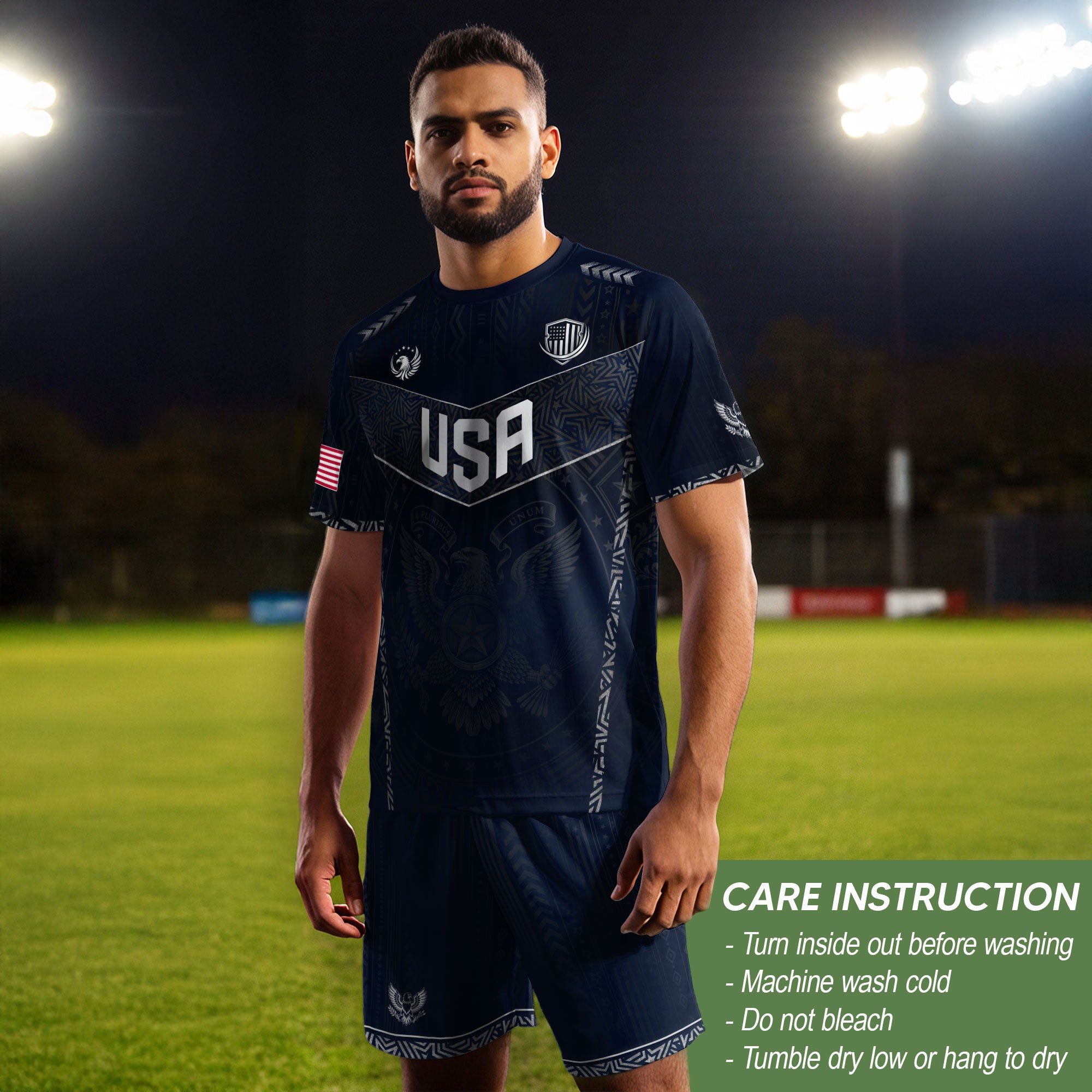 Adult Soccer Jersey Blue Patriotic Style - Bold Eagle Graphic Team Performance Shirt