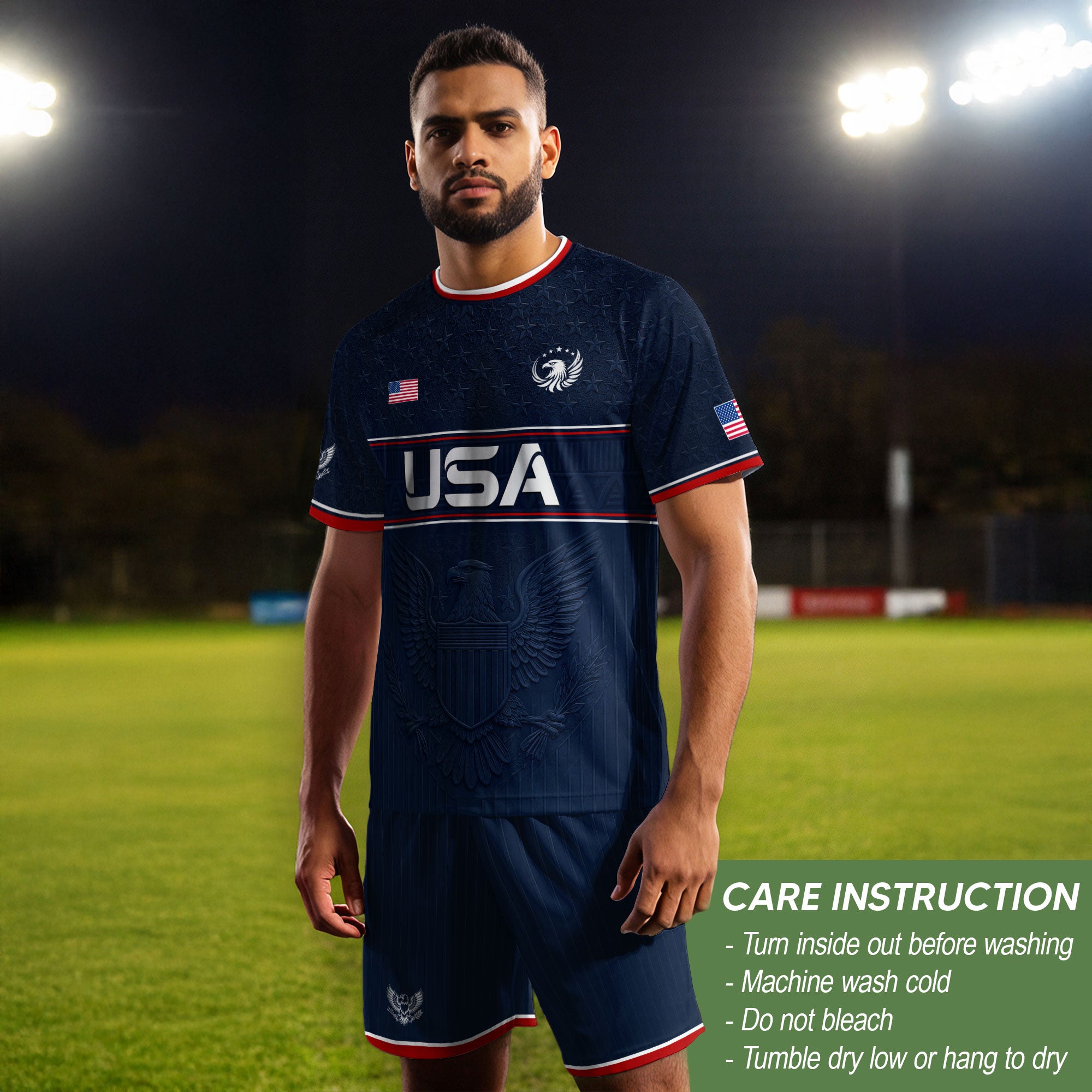 Blue Adult Soccer Jersey Classic Style - Patriotic Eagle Graphic Team Training Shirt