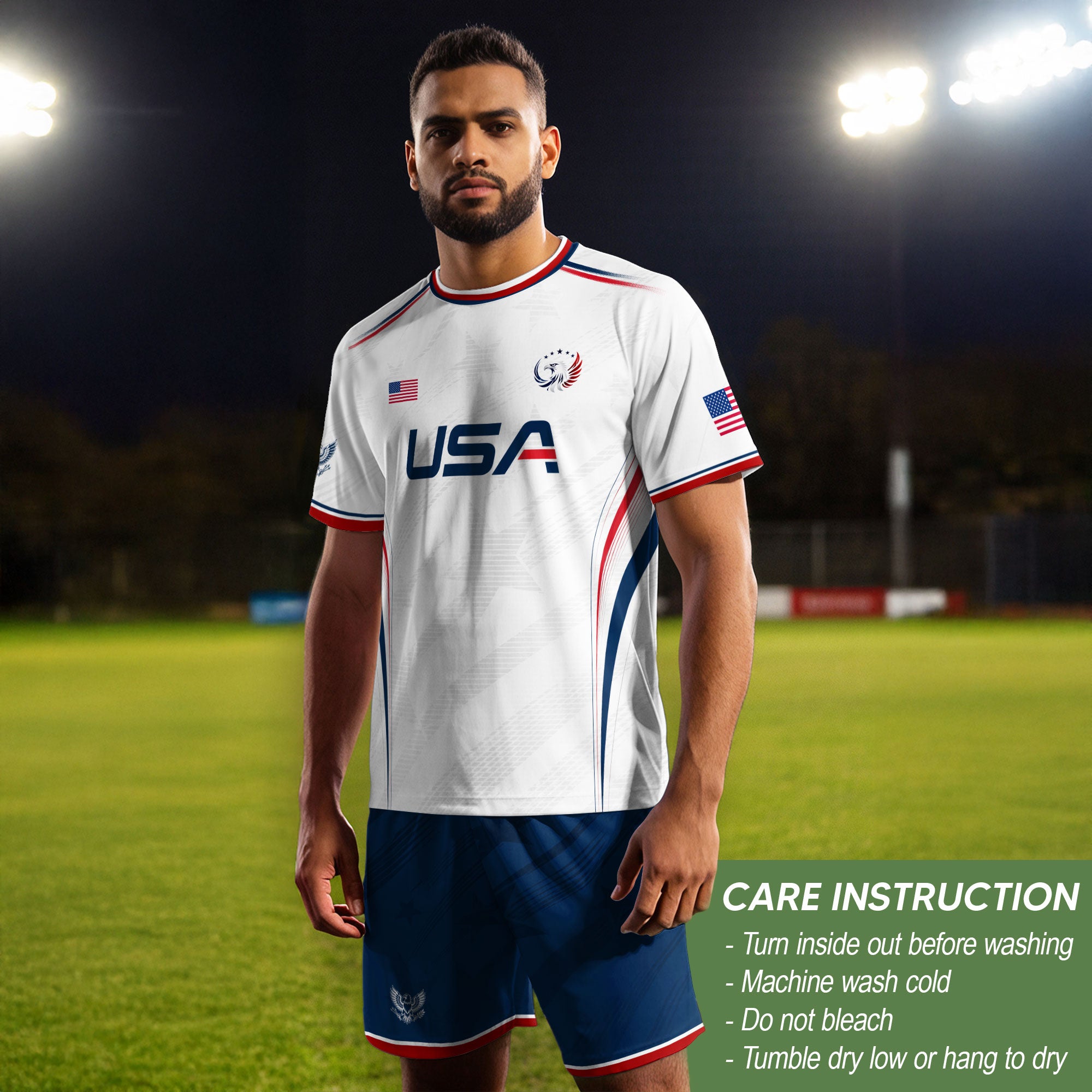 White Adult Soccer Jersey Patriotic Look - Pro Eagle Graphic Team Performance Shirt