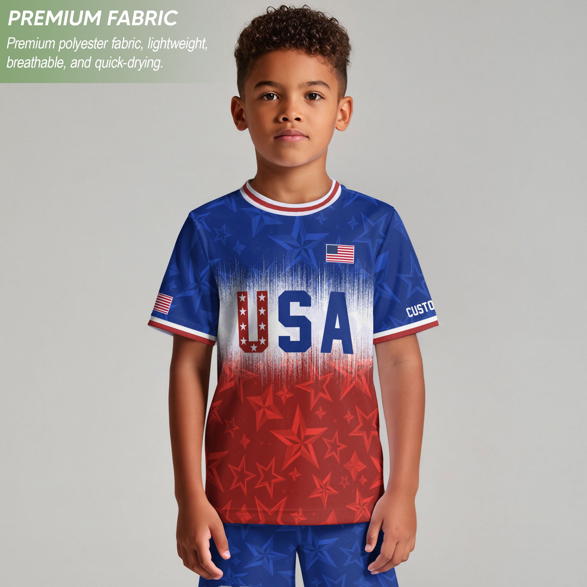 Youth Custom USA Soccer Jersey Heritage Collection Red Star Graphic Personalized Shirt