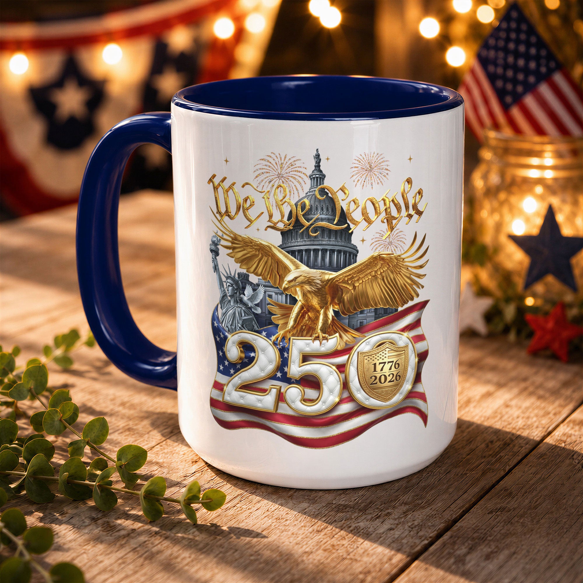 We The People Proud Patriot Accent Mug - Epic Golden Eagle 1776 2026 Gift Cup