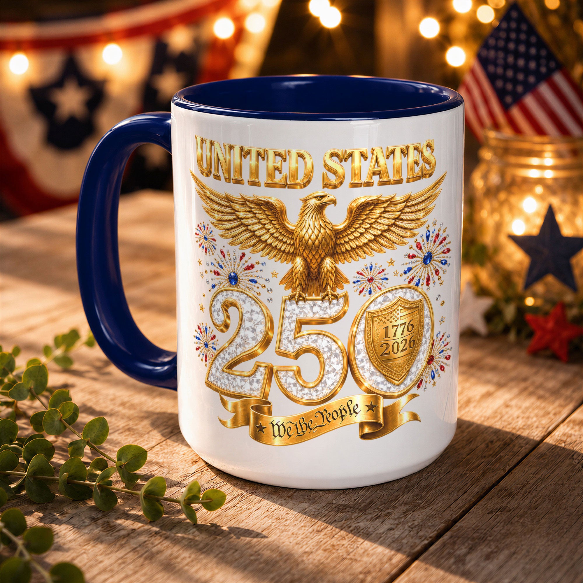 United States Proud Patriot Accent Mug - Epic Golden Eagle 1776 2026 Gift Cup