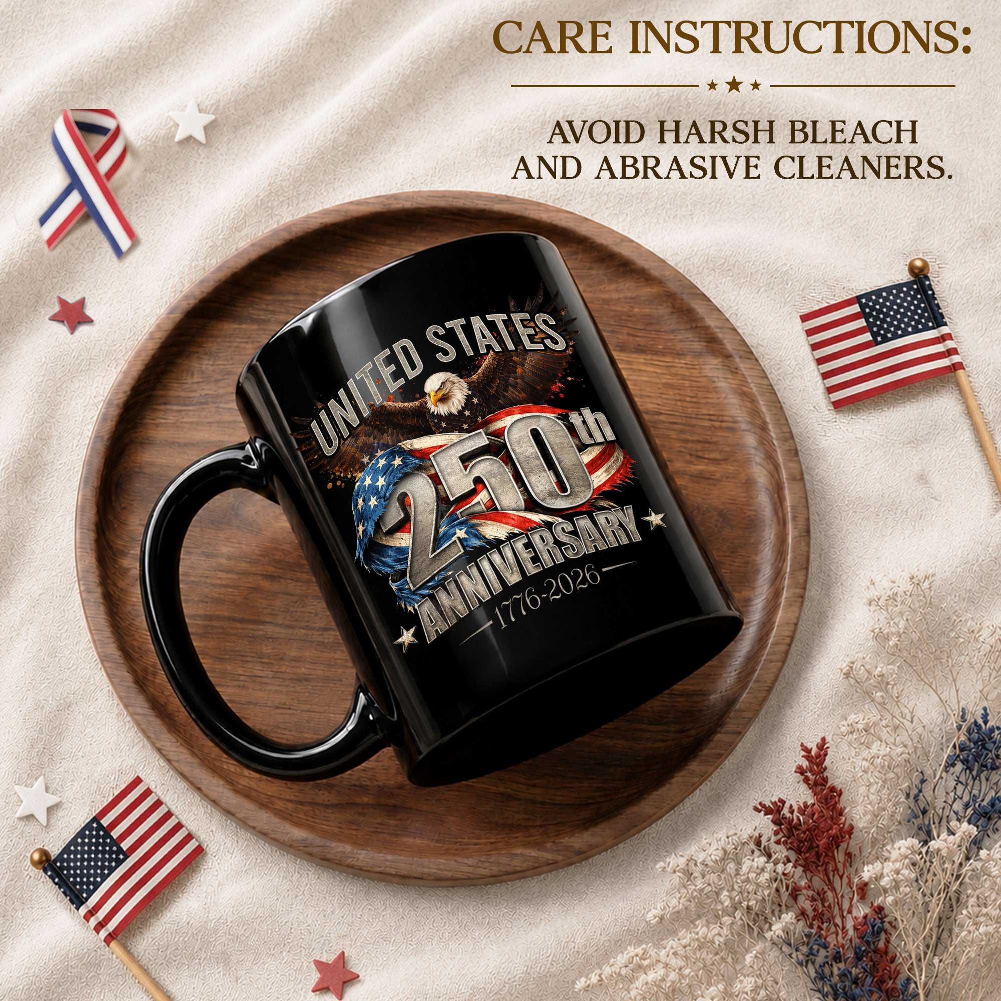 United States 250th Anniversary Mug - 1776-2026 Patriotic Bald Eagle Drinkware Gift