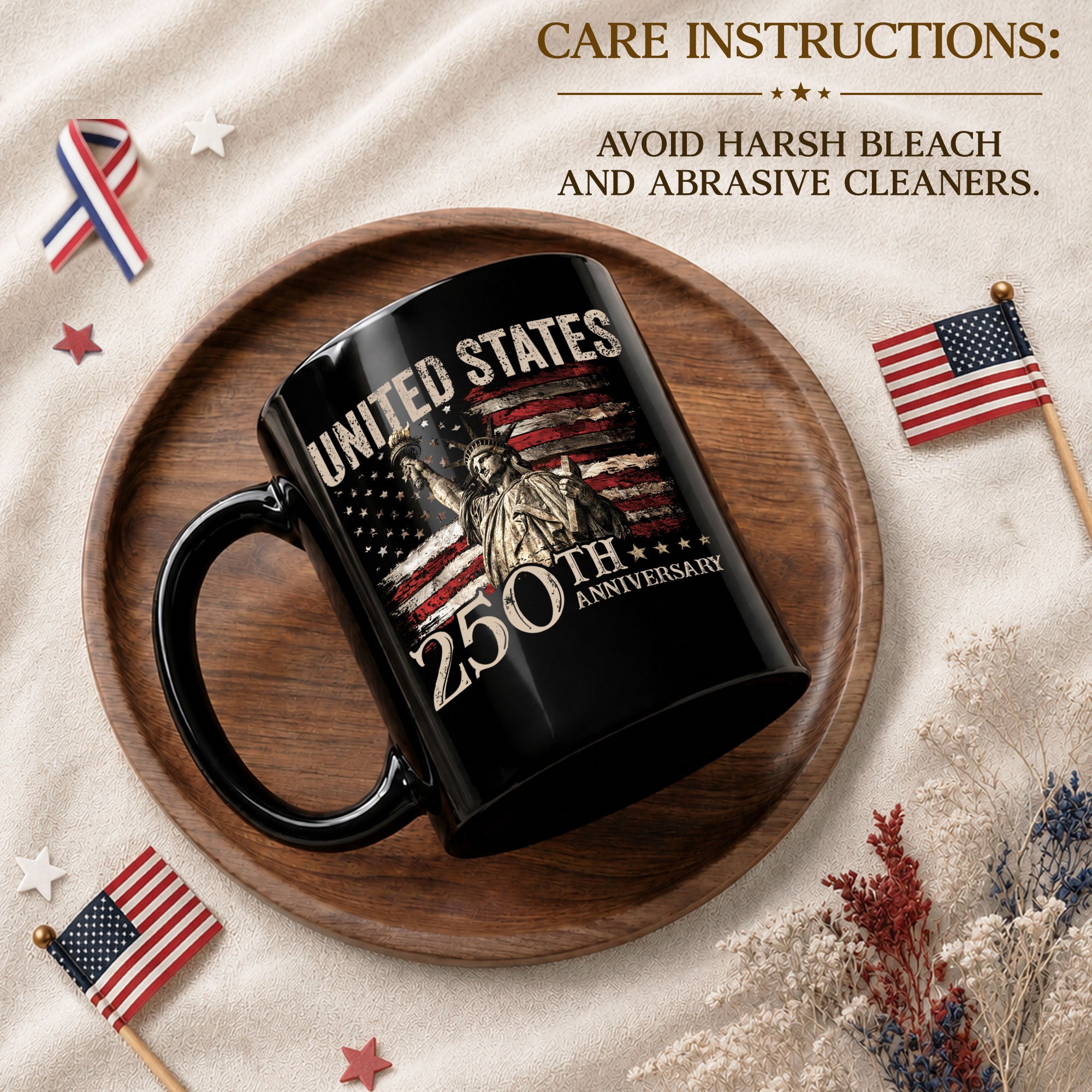 Proud 250th Anniversary of USA Mug - Statue of Liberty Vintage Flag Keepsake Item