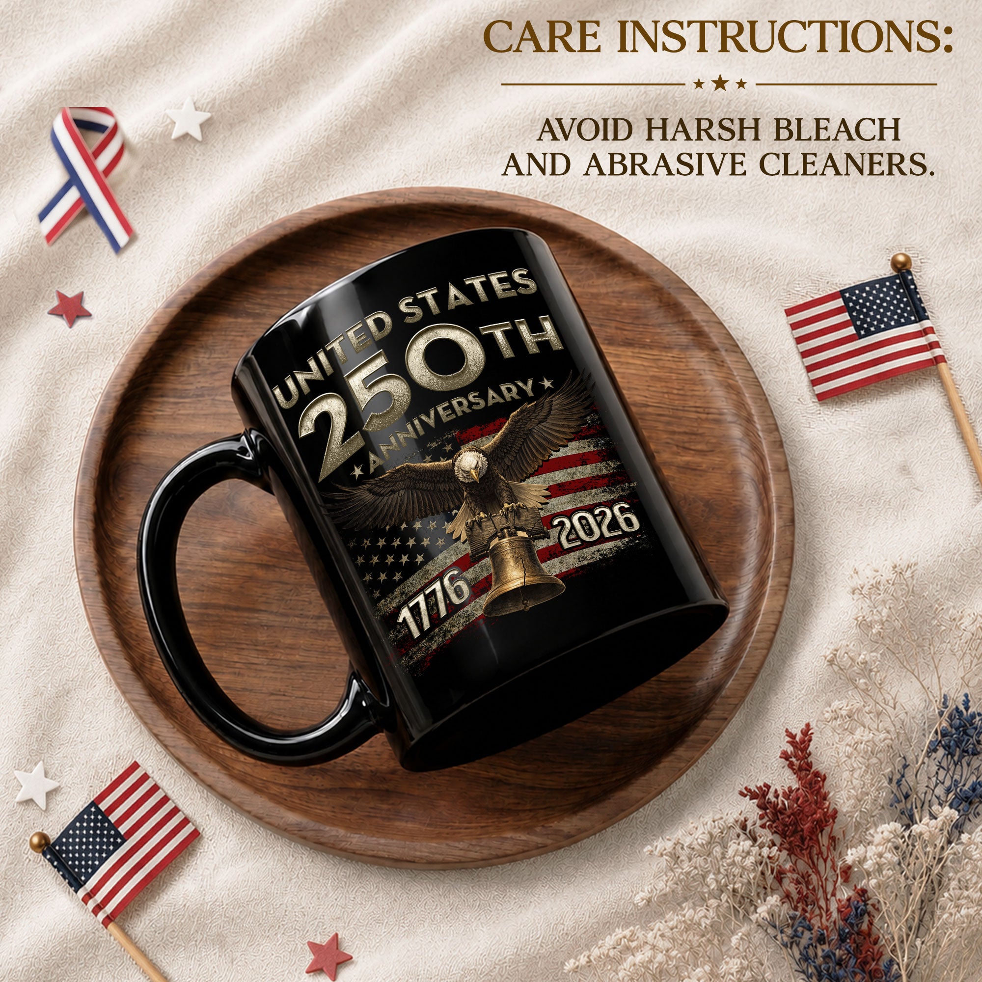 USA 250th Anniversary Mug - 1776-2026 Patriotic Eagle Bell Commemorative Drinkware