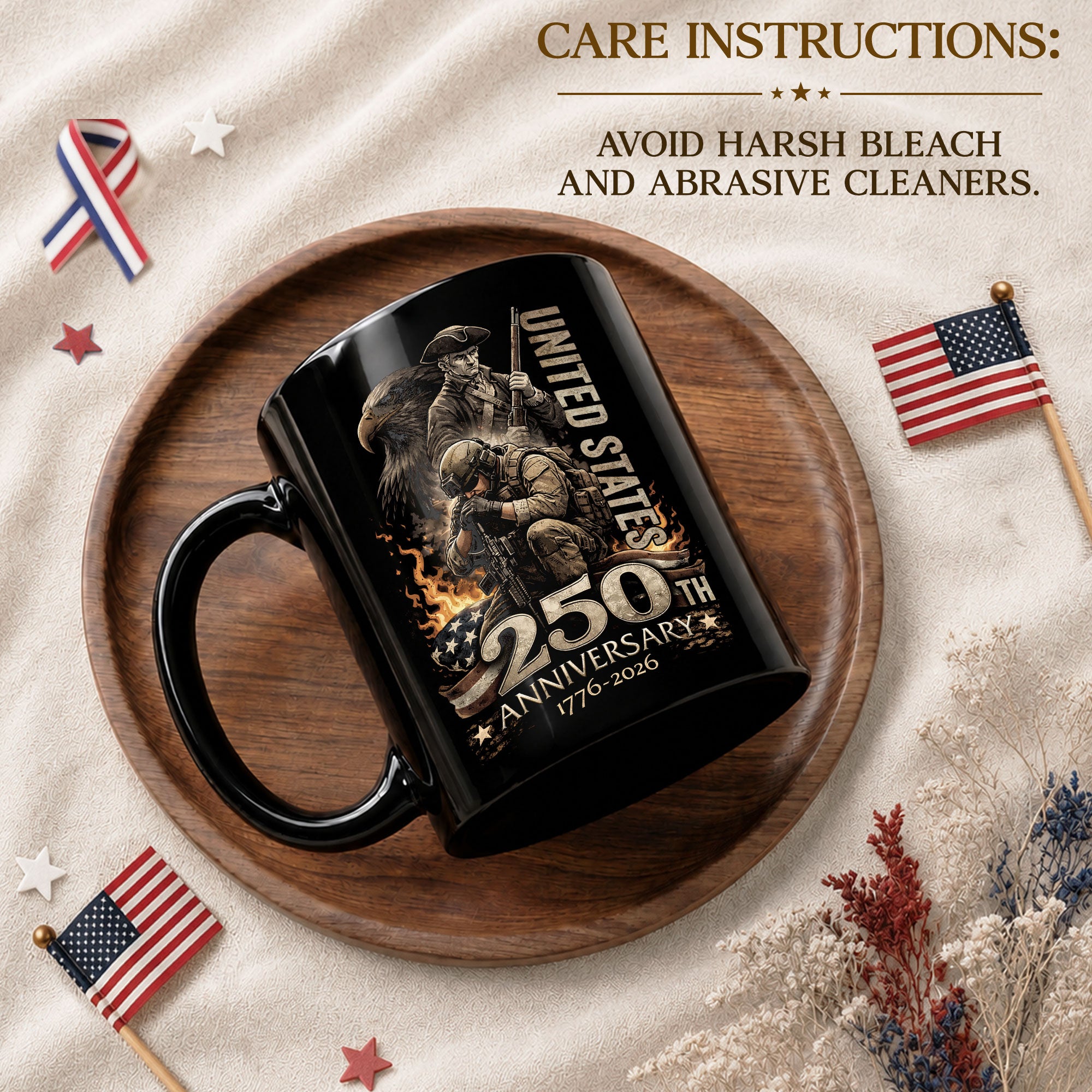 250 Years of America Mug - 1776-2026 Patriotic Military Honor Edition Keepsake Vessel