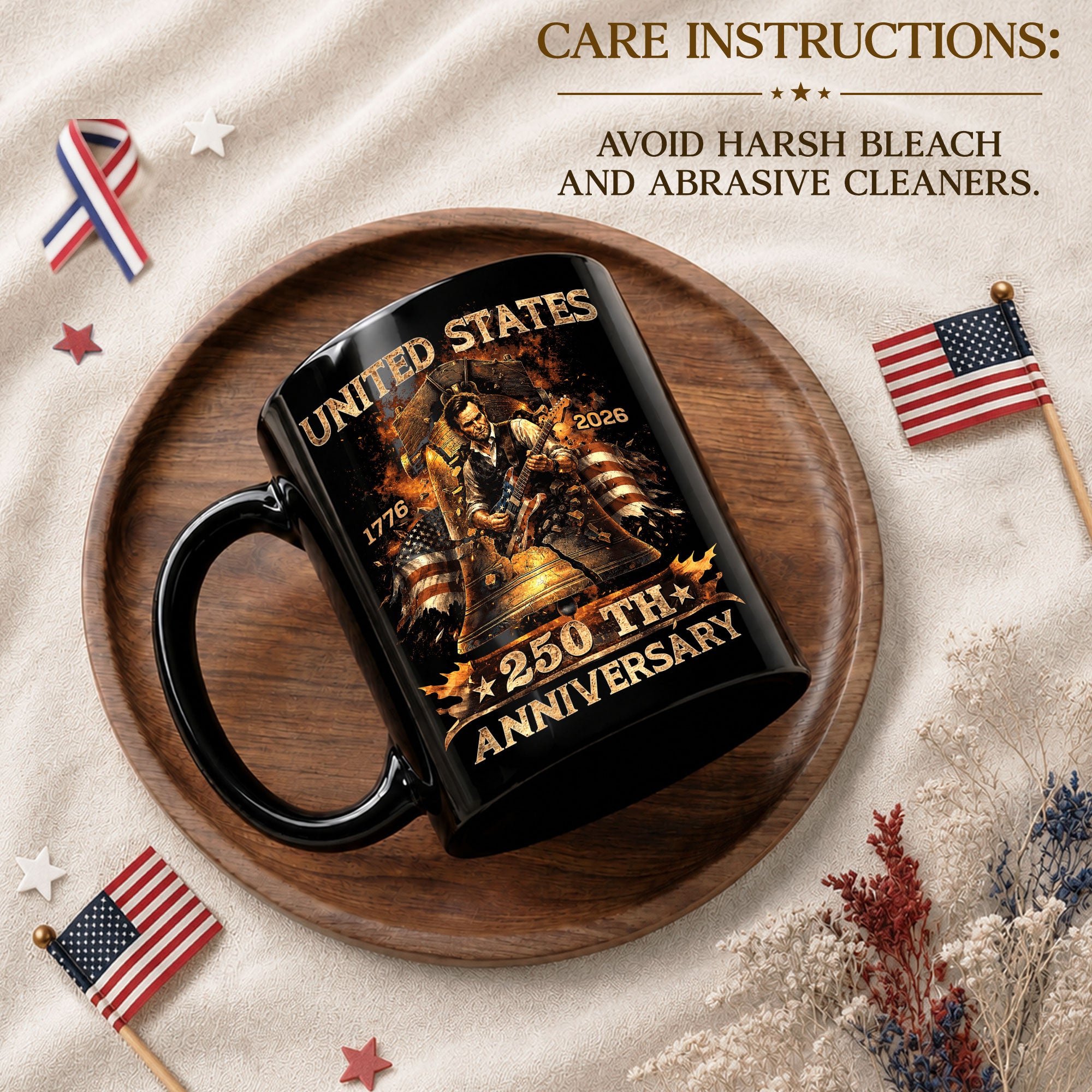 Patriotic Mug 250 Years 1776-2026 United States Liberty Bell Lincoln Rocker Independence