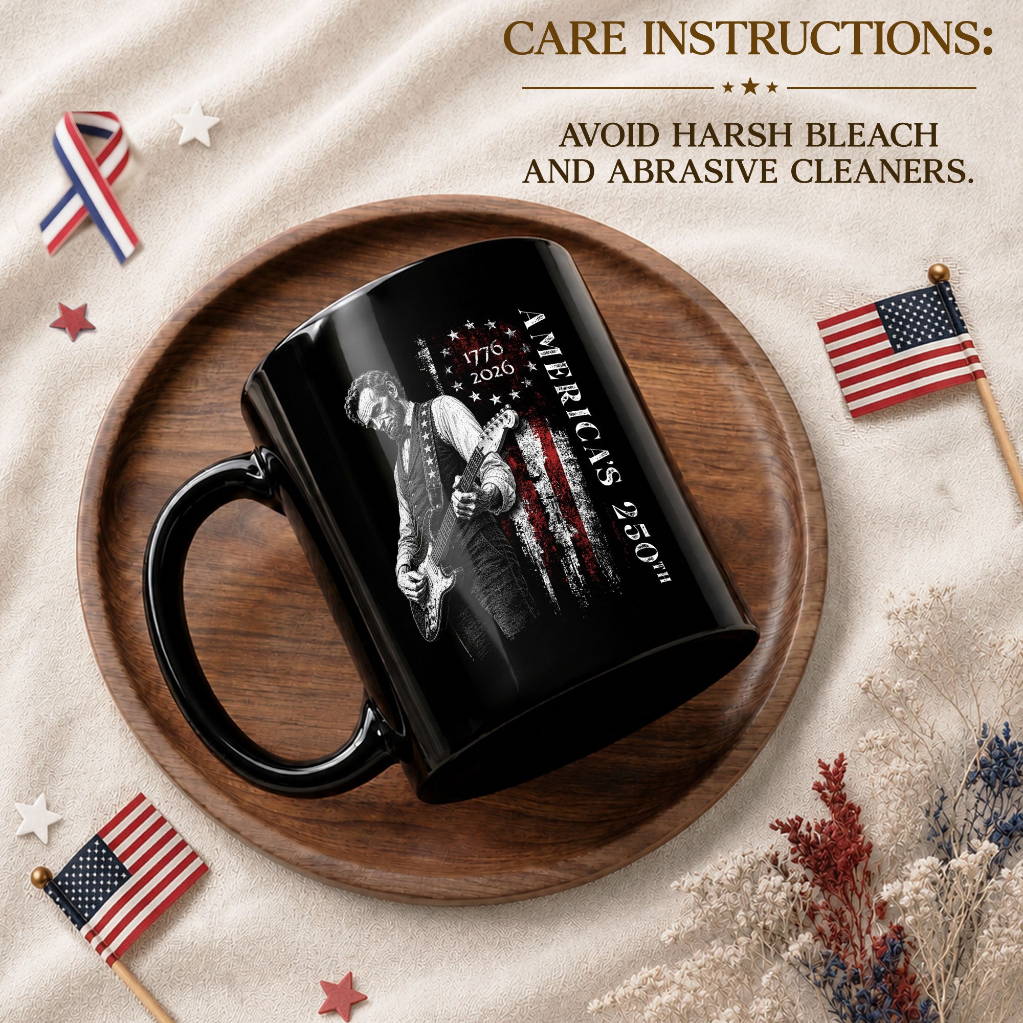 Abraham Lincoln Guitar Player America 250th Anniversary 1776-2026 Patriotic Art Mug