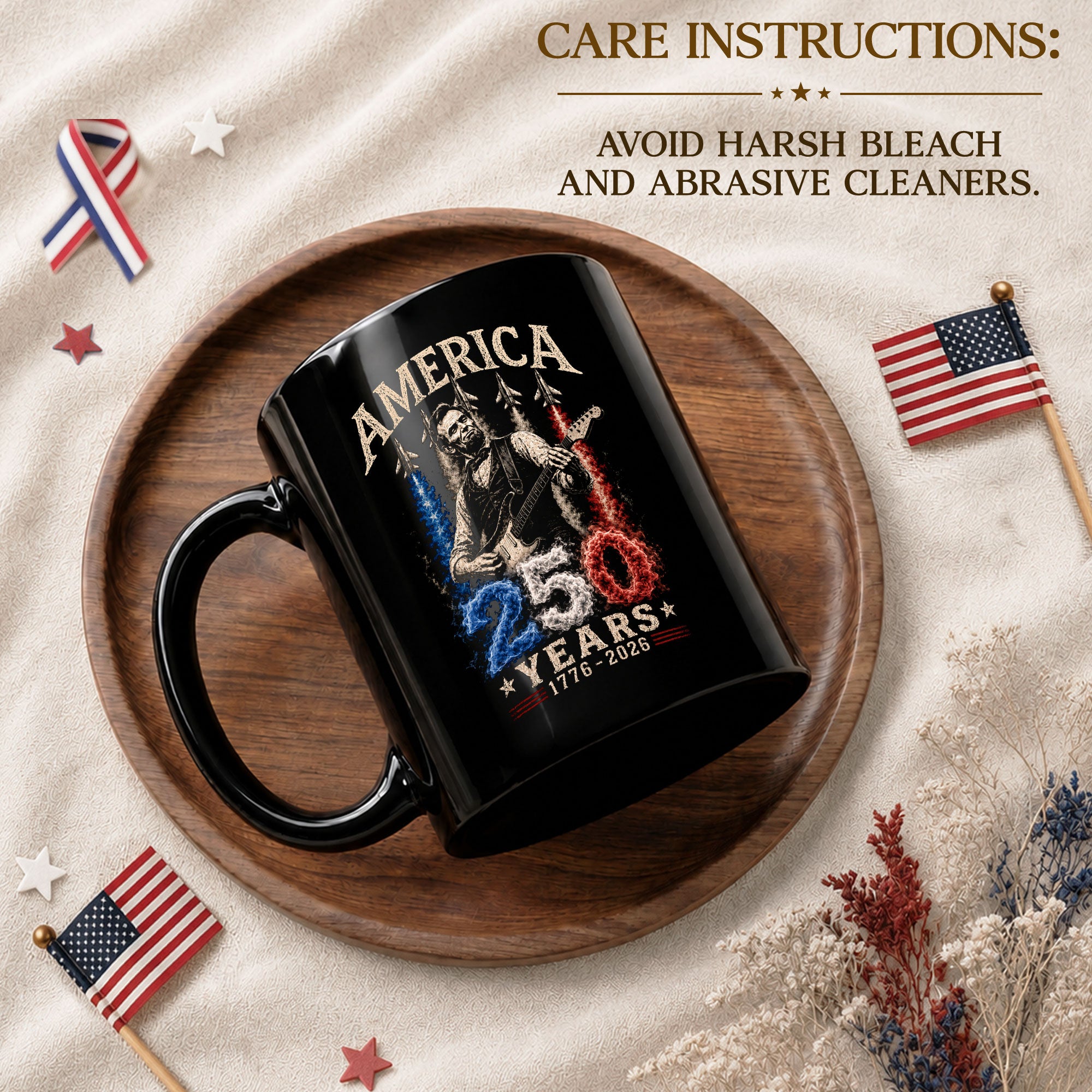 250 Years 1776 2026 Mug Abraham Lincoln Fighter Jet Patriotic American Ceramic Cup
