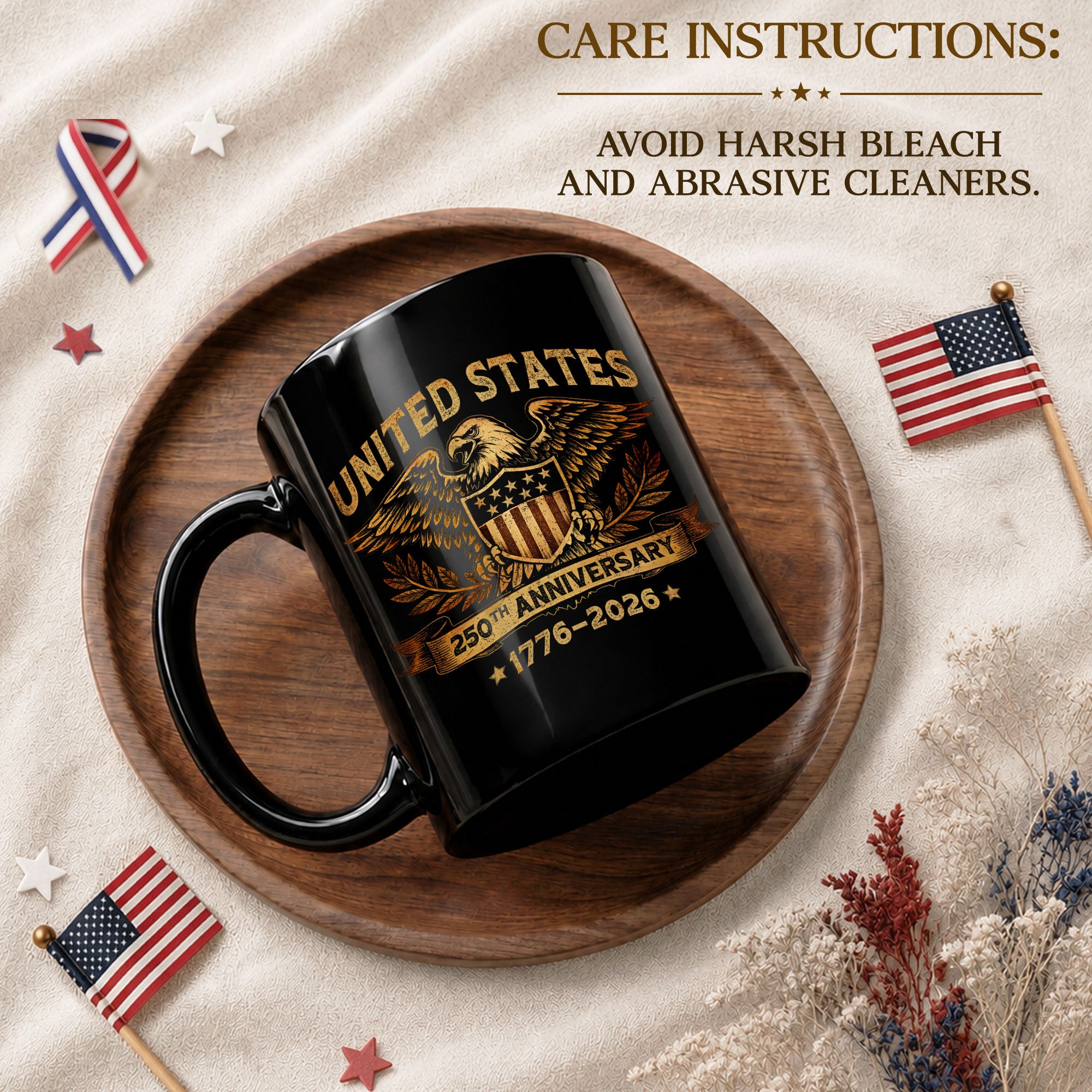 United States 250th Anniversary 1776-2026 Patriotic Eagle Shield Commemorative Mug - Rust Field Wear