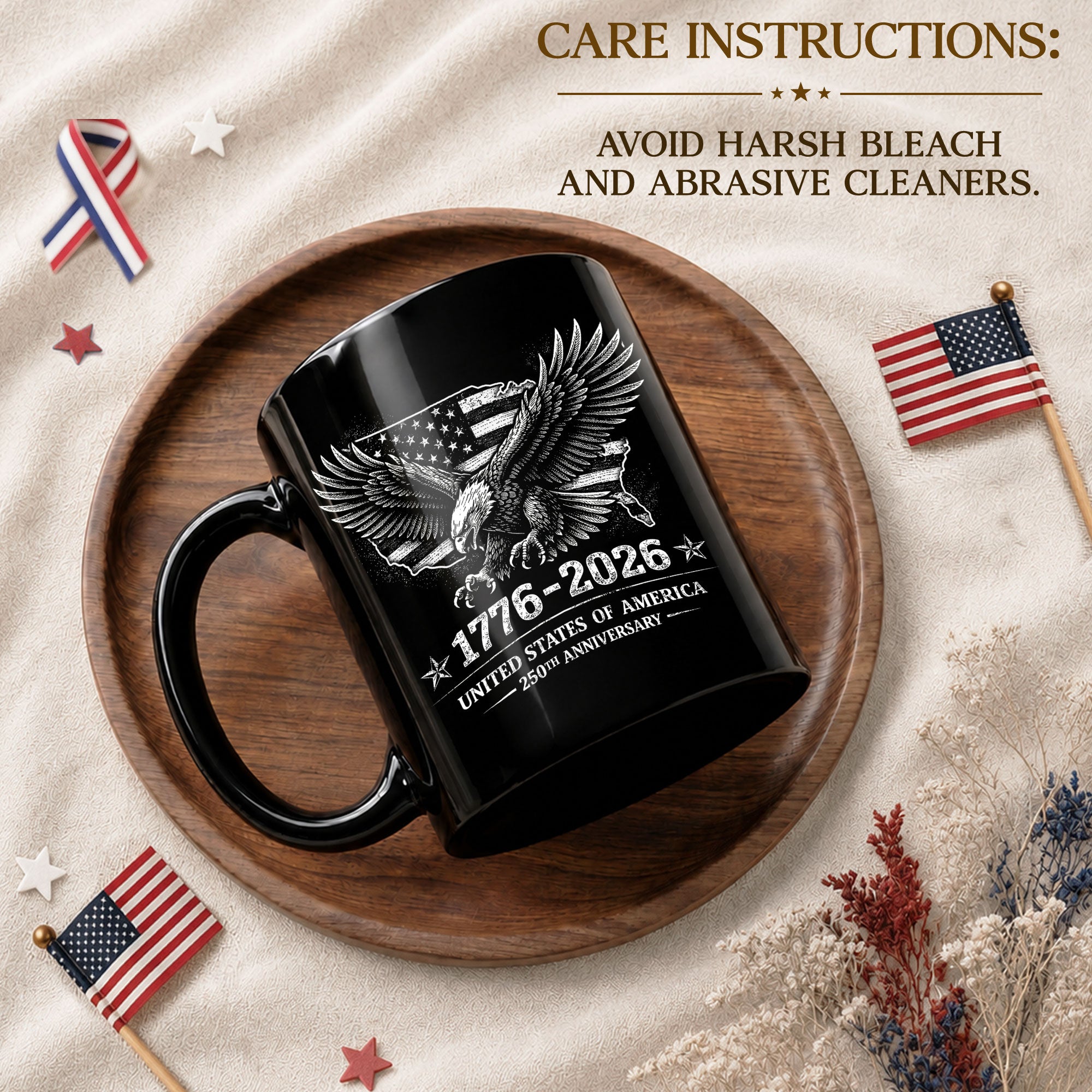 1776 2026 Mug 250th Anniversary United States Of America Patriotic Eagle Ceramic Cup - Rust Field Wear