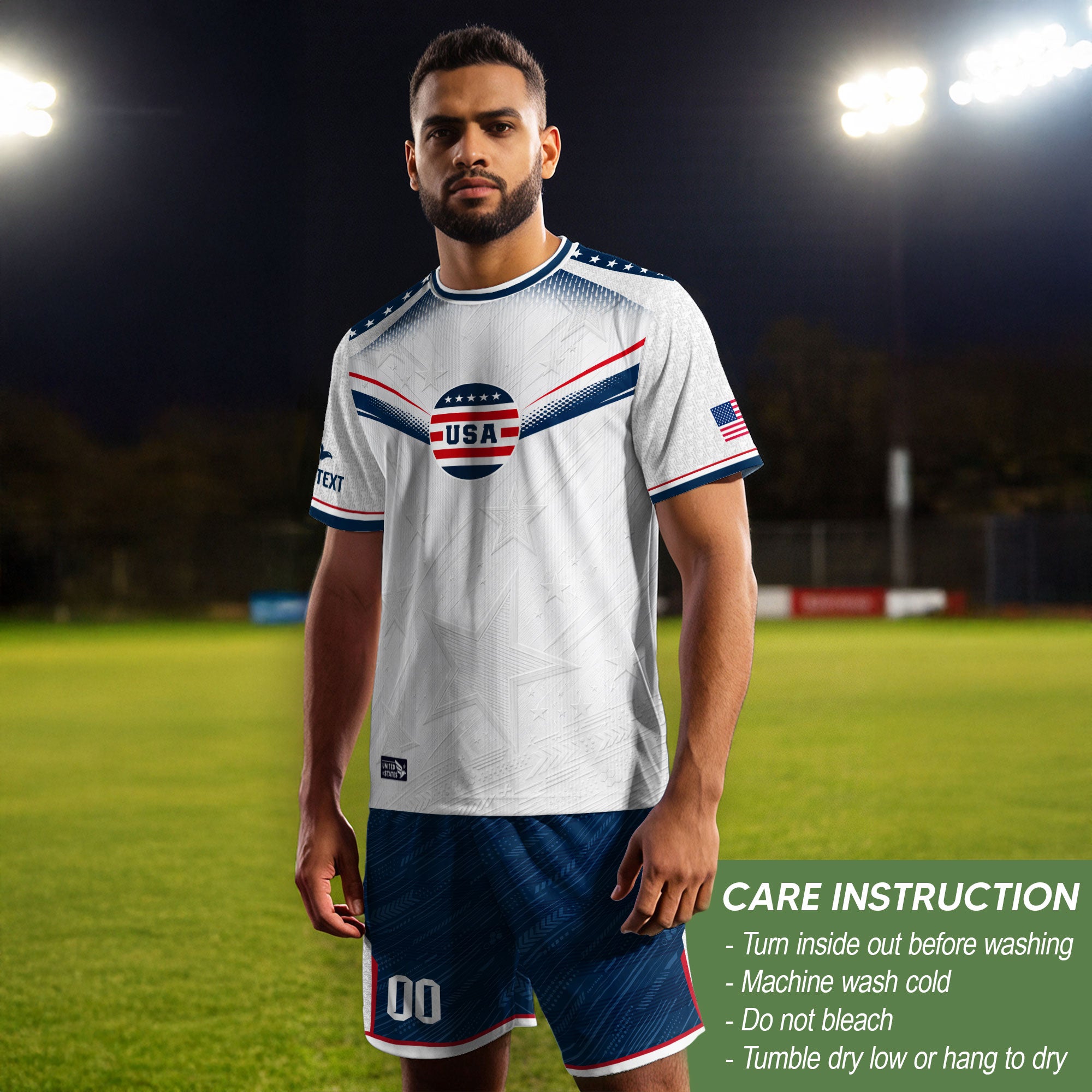 Personalized USA White Soccer Jersey - Custom Name & Number Patriotic Sports Gear
