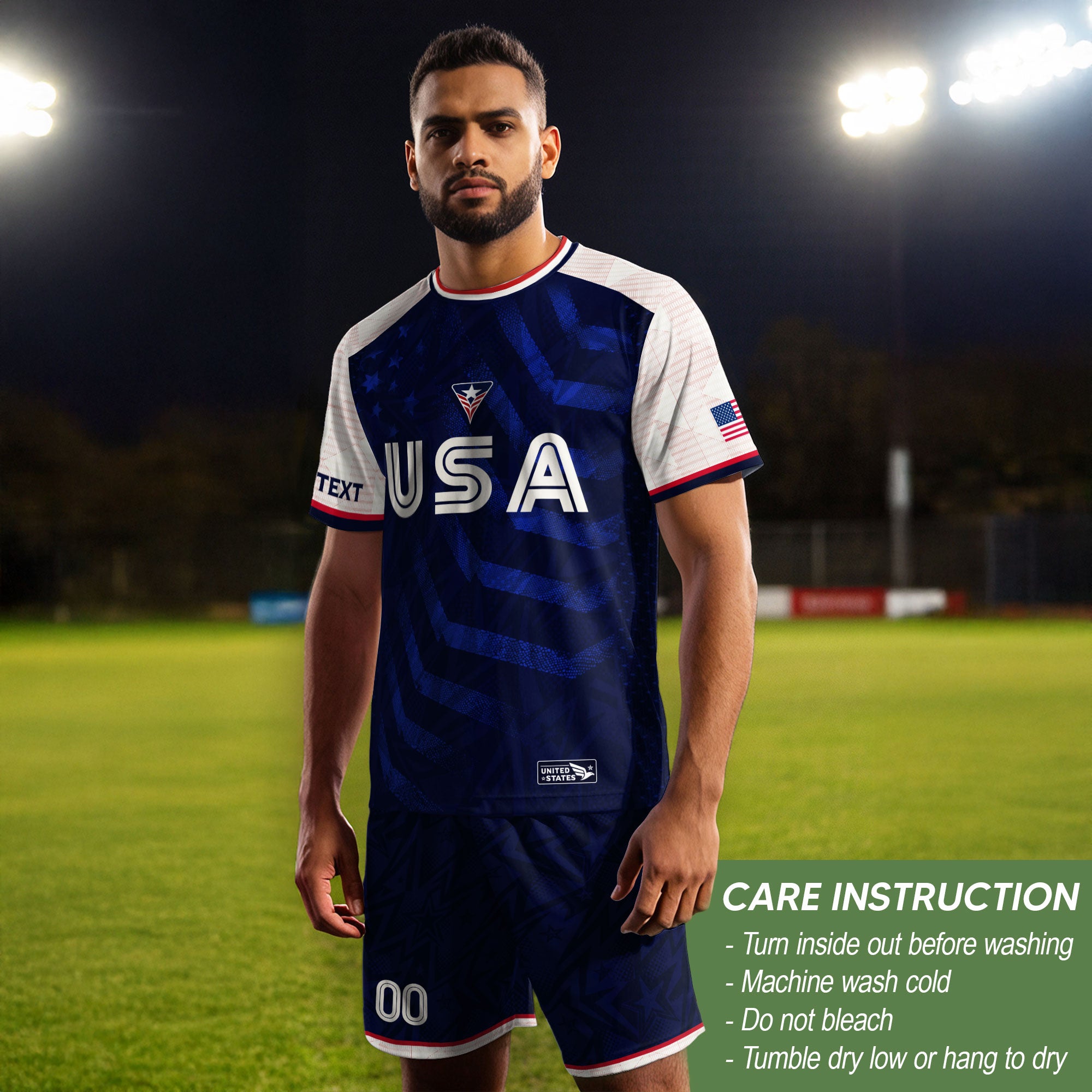 Custom Dark Blue USA Soccer Jersey - Personalized Name & Number American Sports Gear