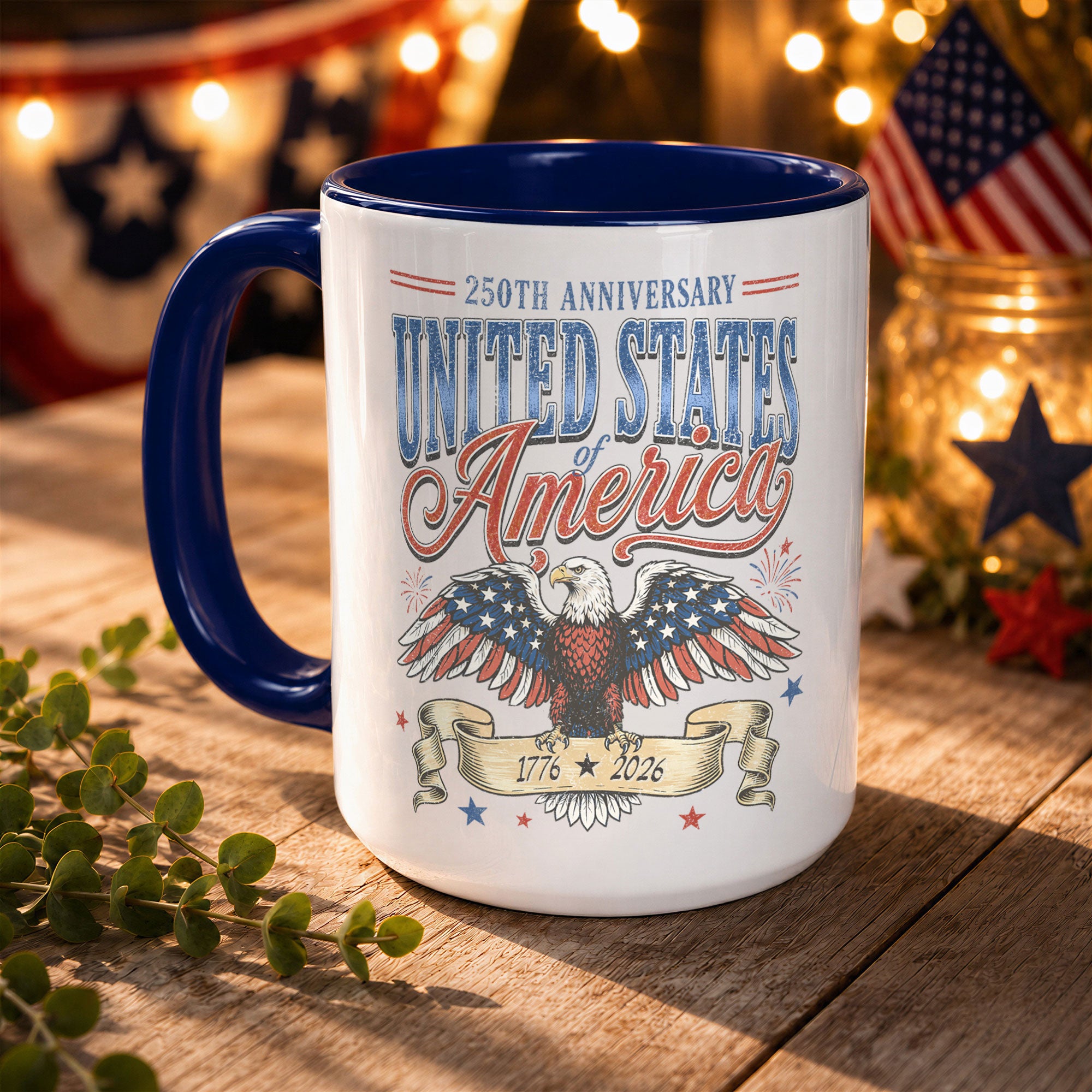 United States 250th Anniversary Accent Mug American Eagle 1776 2026 Patriotic Cup