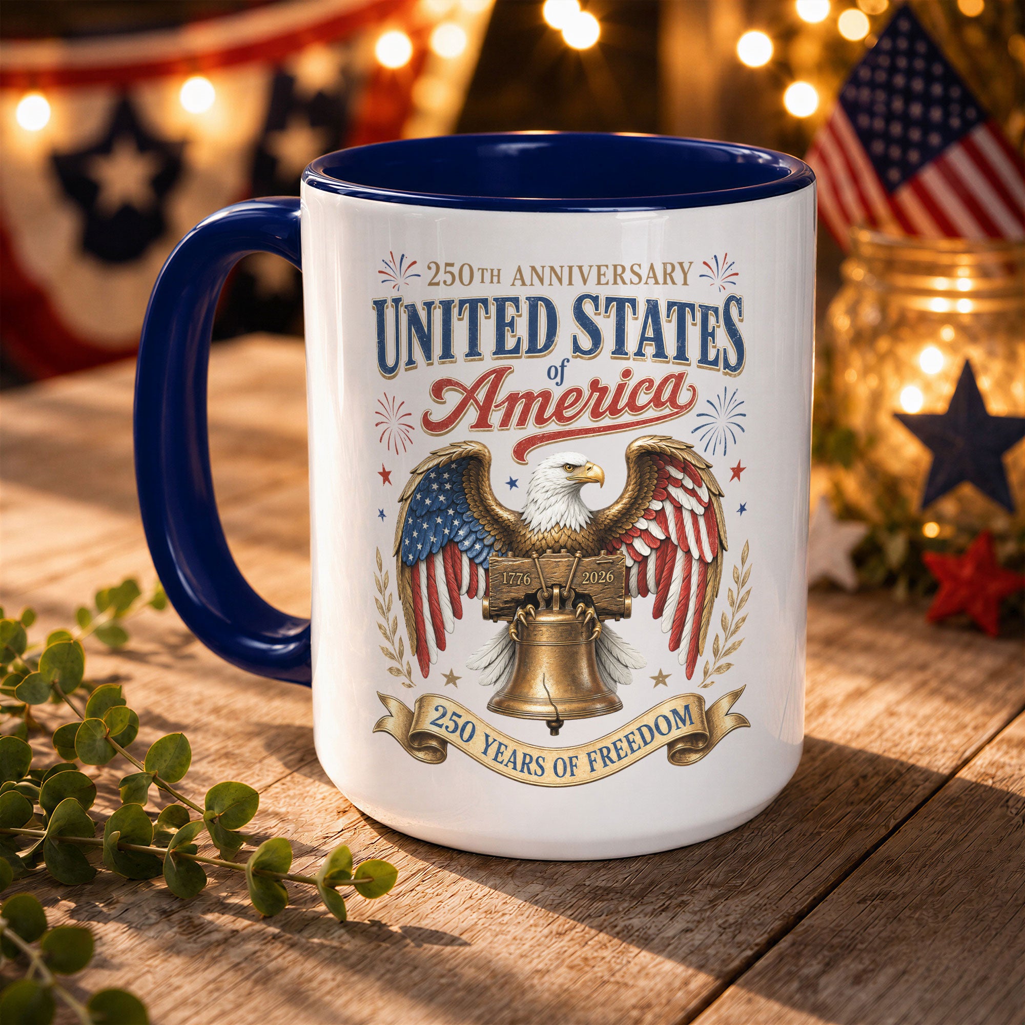 United States Accent Mug American Eagle Liberty Bell Patriotic 1776 2026 Cup