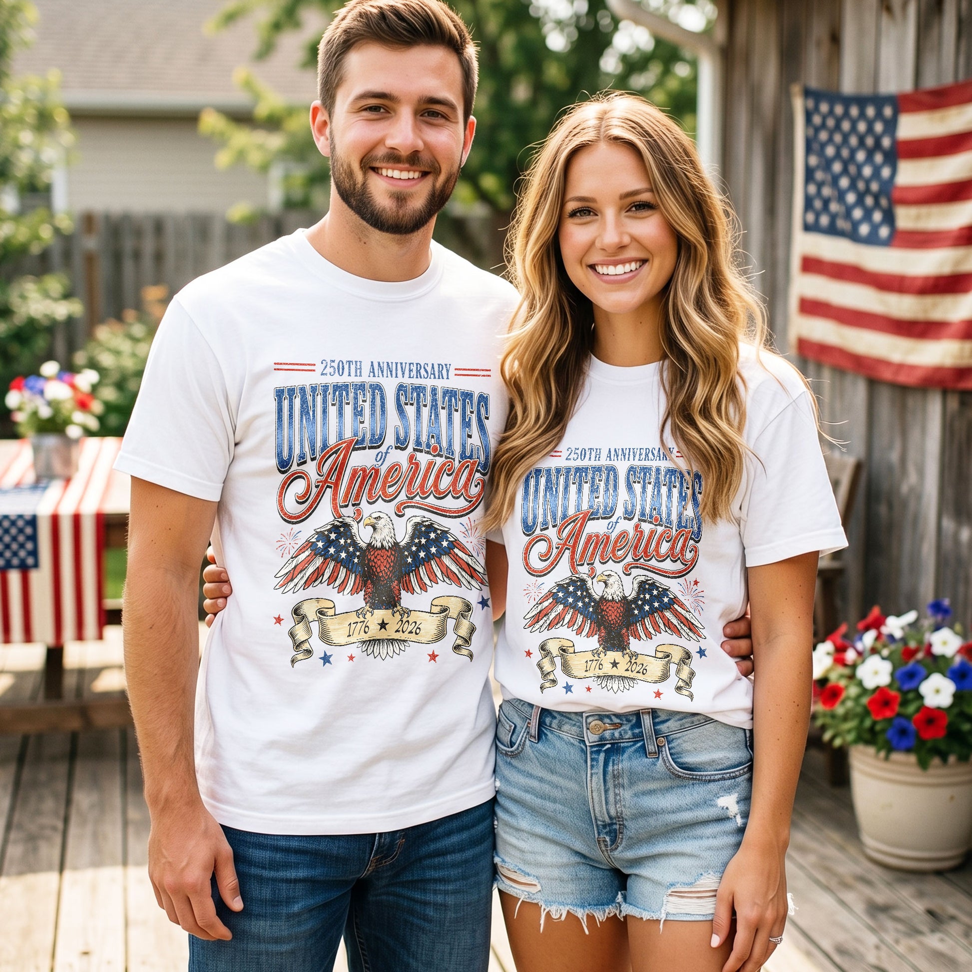 United States of America Shirt Vintage 1776 2026 Eagle 250th Anniversary Comfort Tee - Rust Field Wear