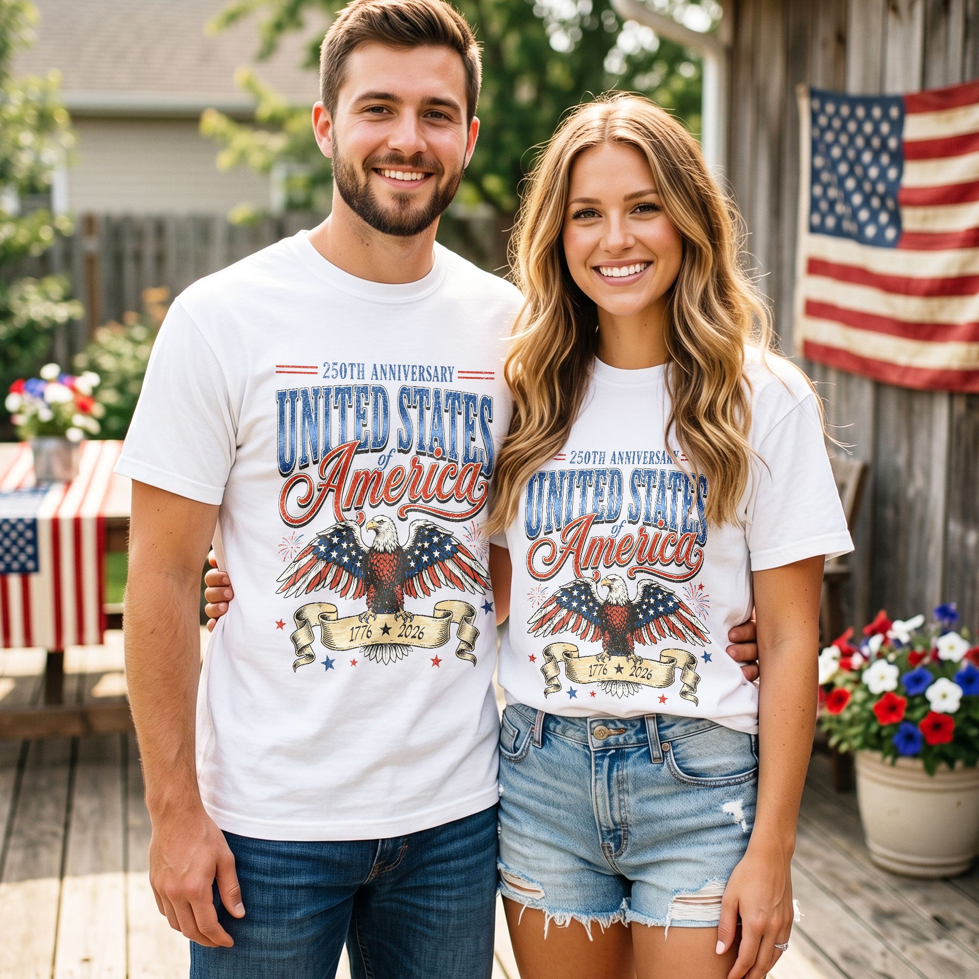 United States of America Shirt Vintage 1776 2026 Eagle 250th Anniversary Comfort Tee - Rust Field Wear