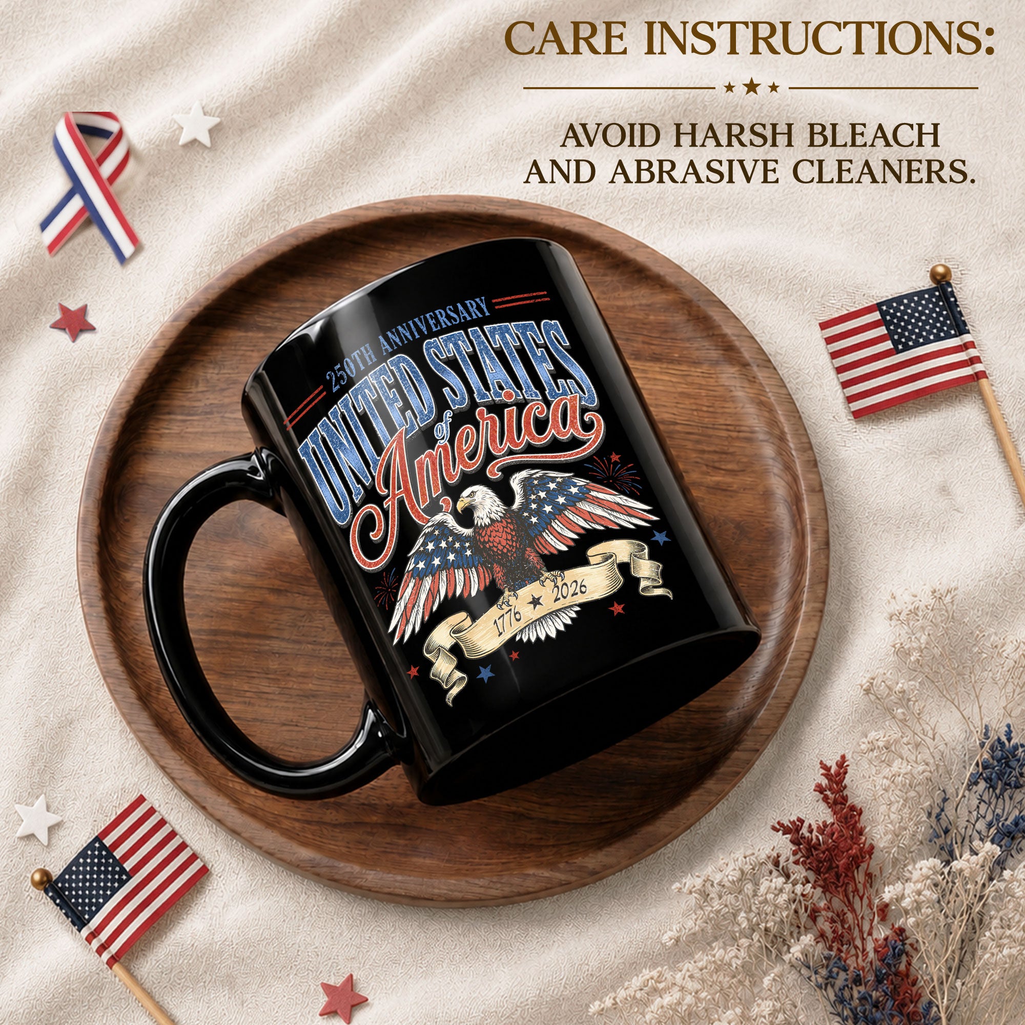 1776-2026 Patriotic Eagle Ceramic Mug – Vintage Anniversary Keepsake Drinkware