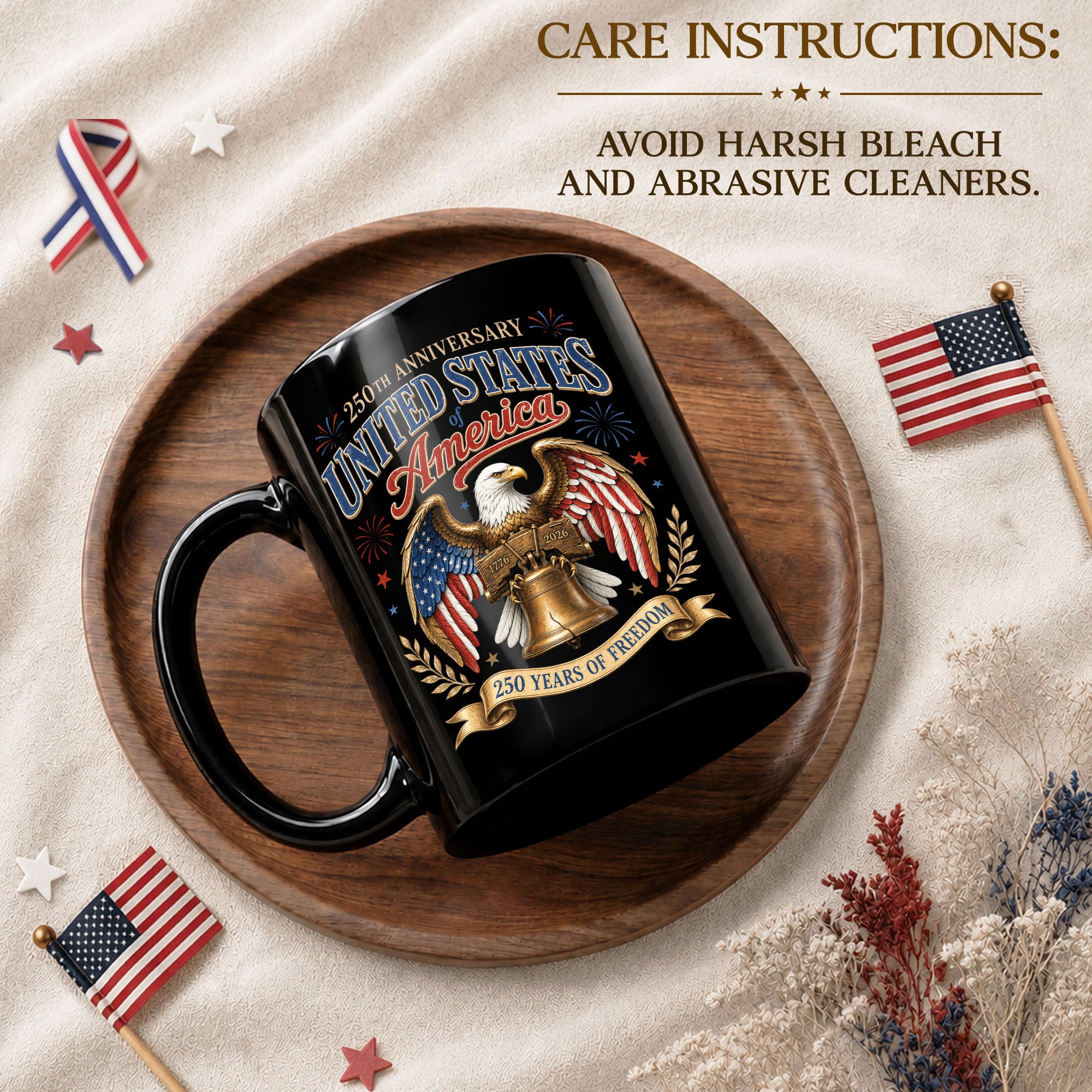 250 Years of Freedom Ceramic Mug – Patriotic Eagle Historical Anniversary Gift Item