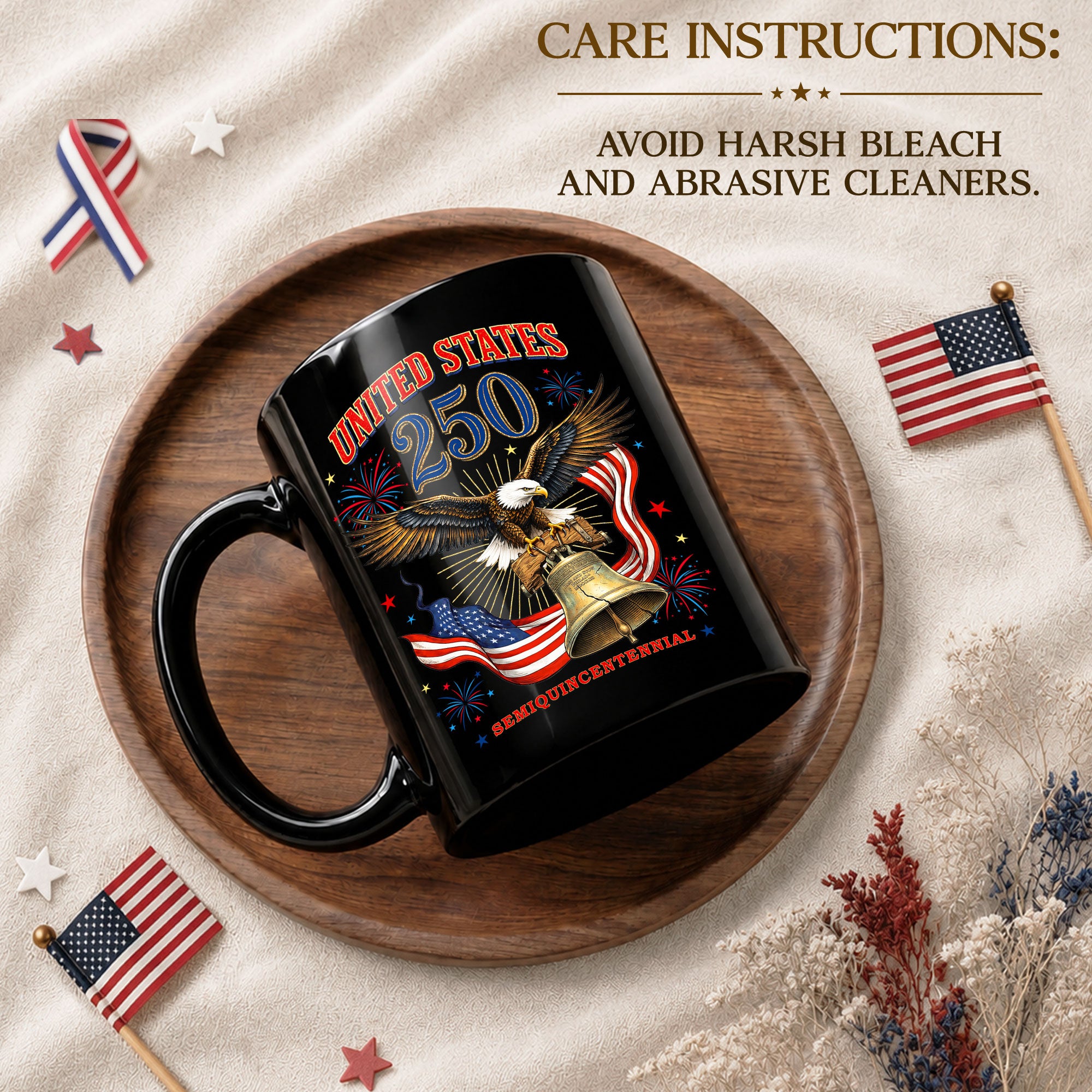 Historical Eagle and Bell Ceramic Mug – Patriotic Anniversary Keepsake Gift Item