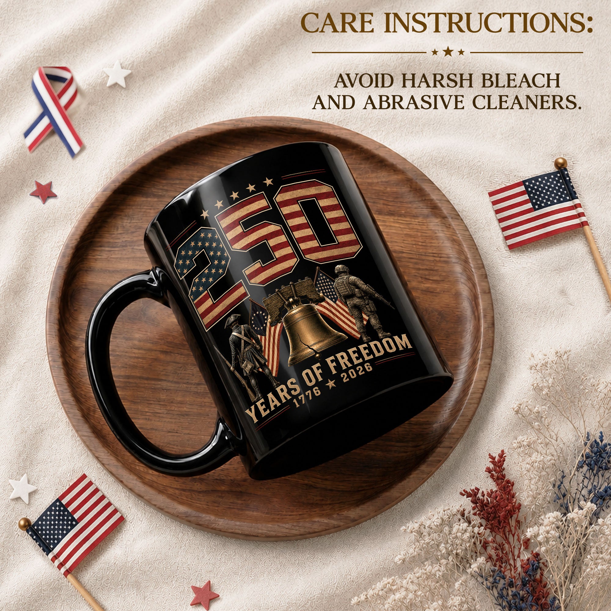 250 Years of Freedom Mug Liberty Bell Patriotic 1776-2026 Revolutionary Soldier Ceramic Cup