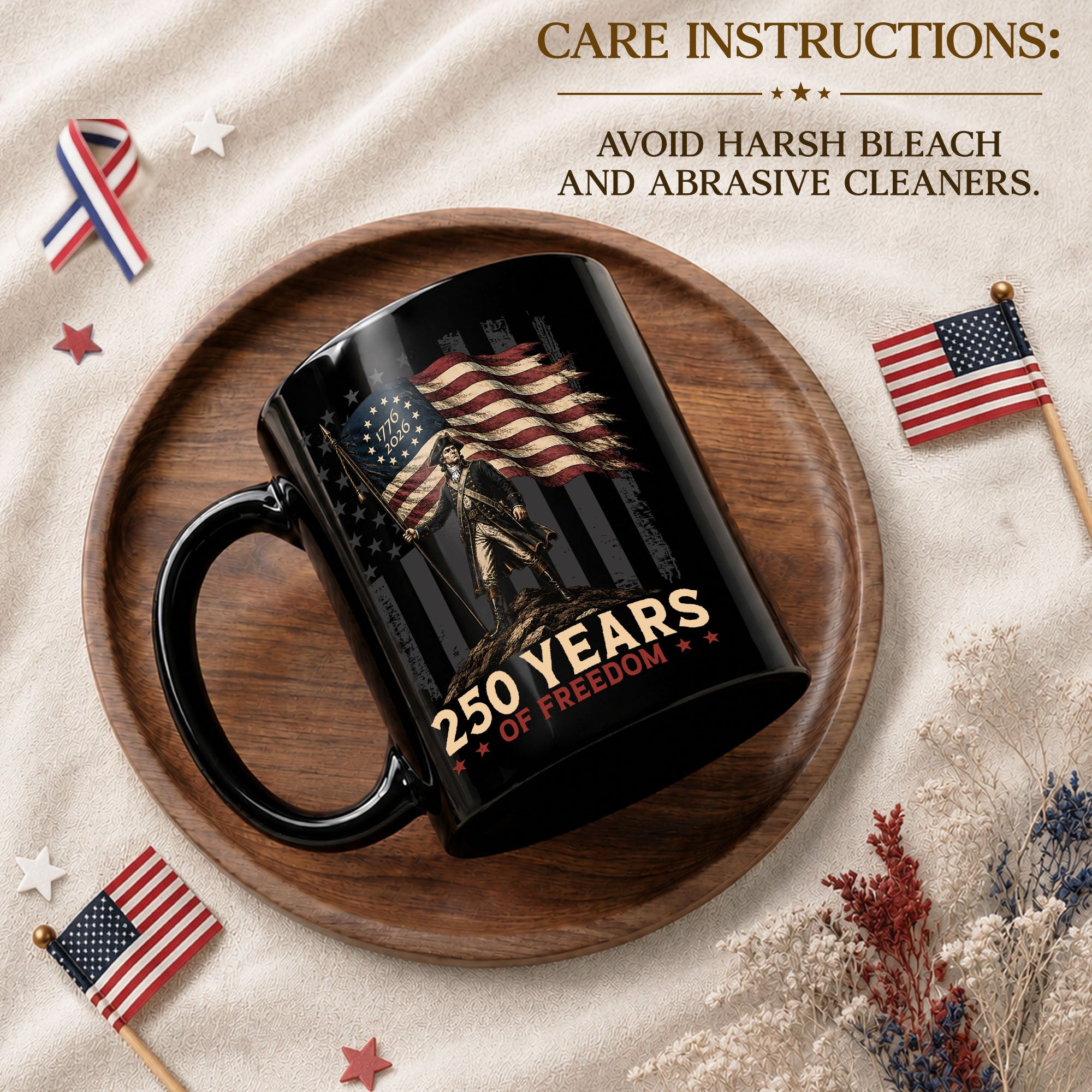 Patriotic Mug 250 Years of Freedom 1776-2026 Revolutionary War Soldier Ceramic Gift