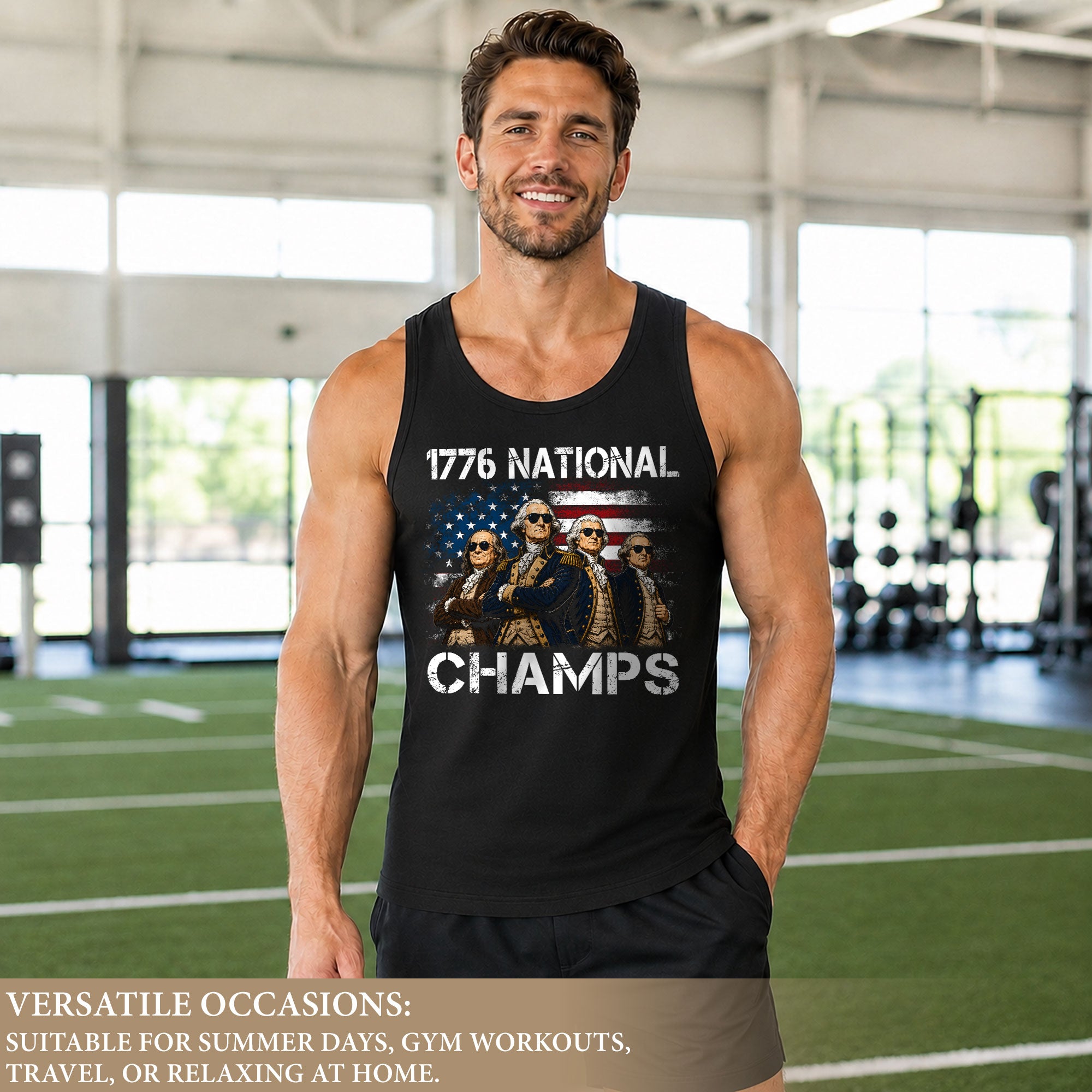 1776 National Champs Men’s Tank Top - Patriotic Founding Fathers Graphic Sleeveless Tee