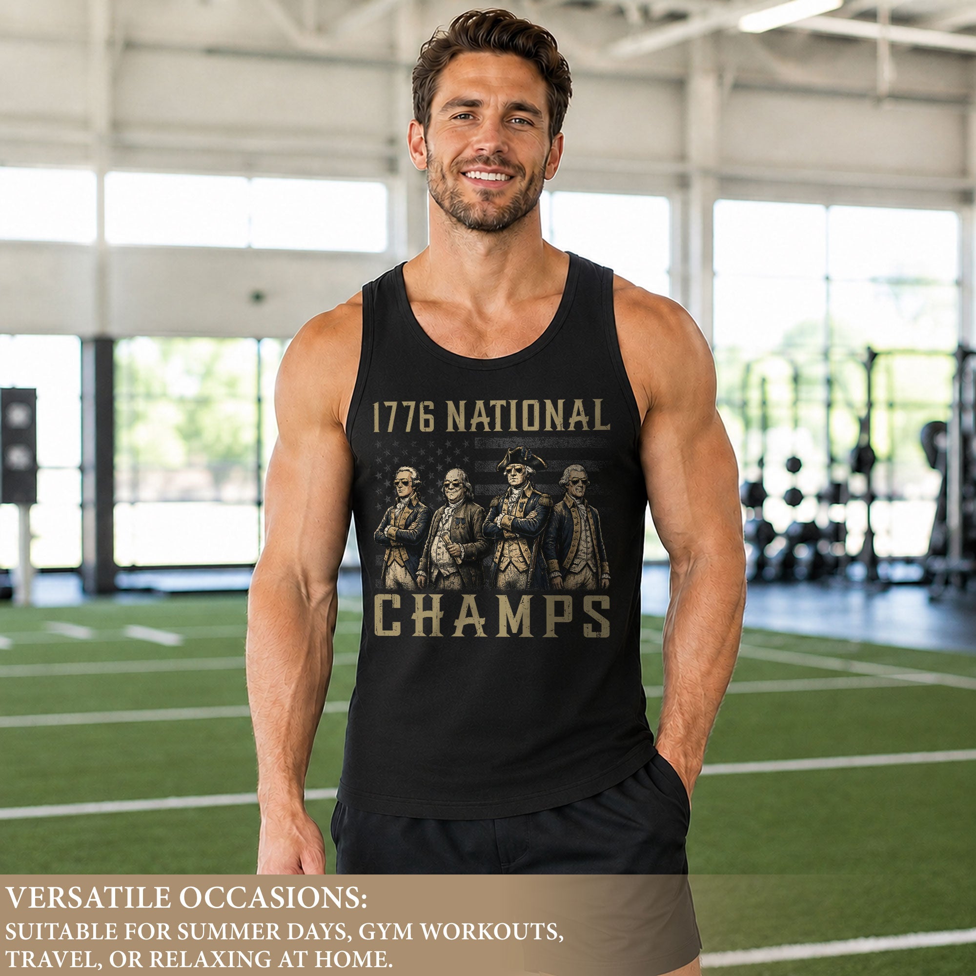 Men’s 1776 National Champs Tank Top - Vintage American History Style Sleeveless Shirt