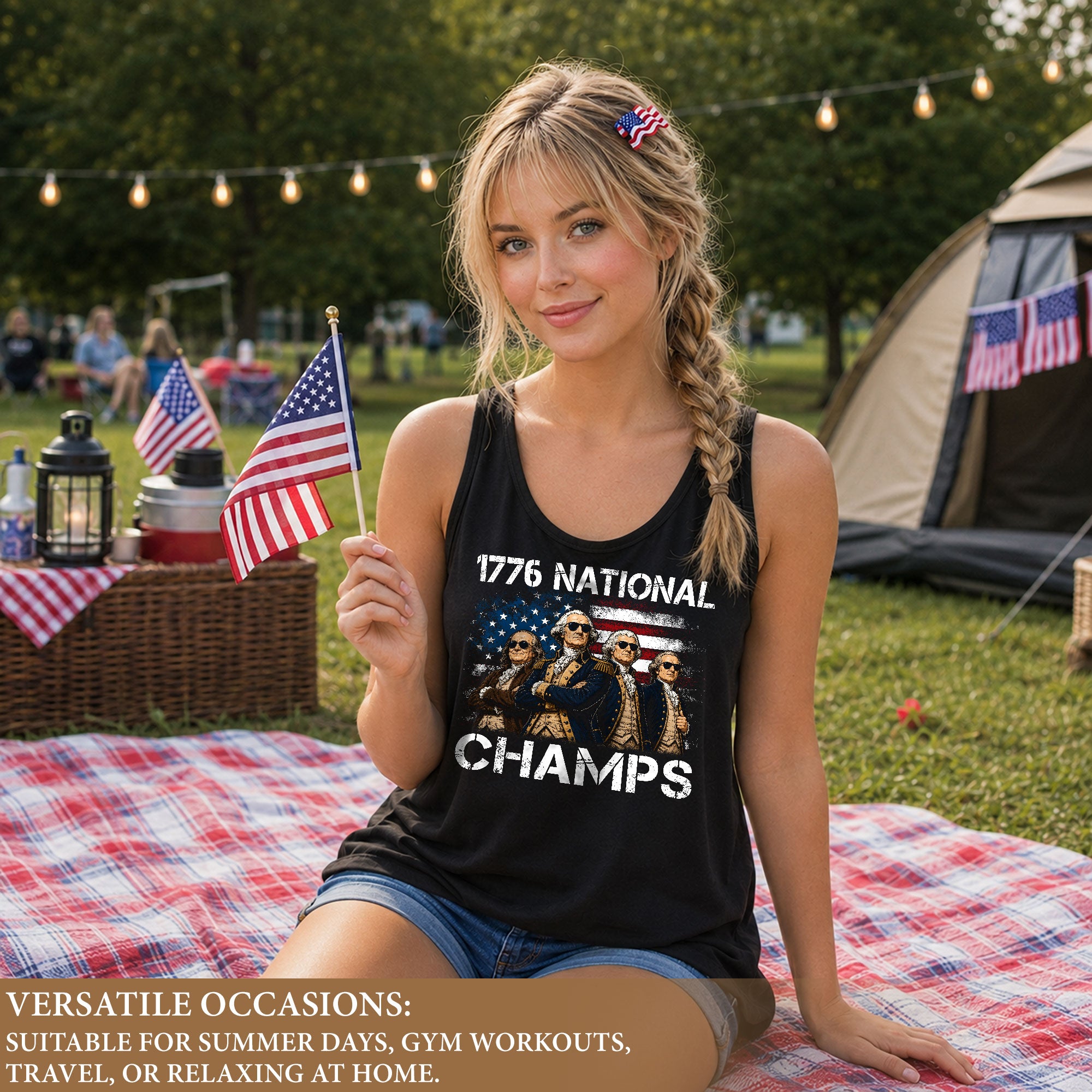 1776 National Champs Women’s Tank Top - Vintage Founding Fathers American Flag Design