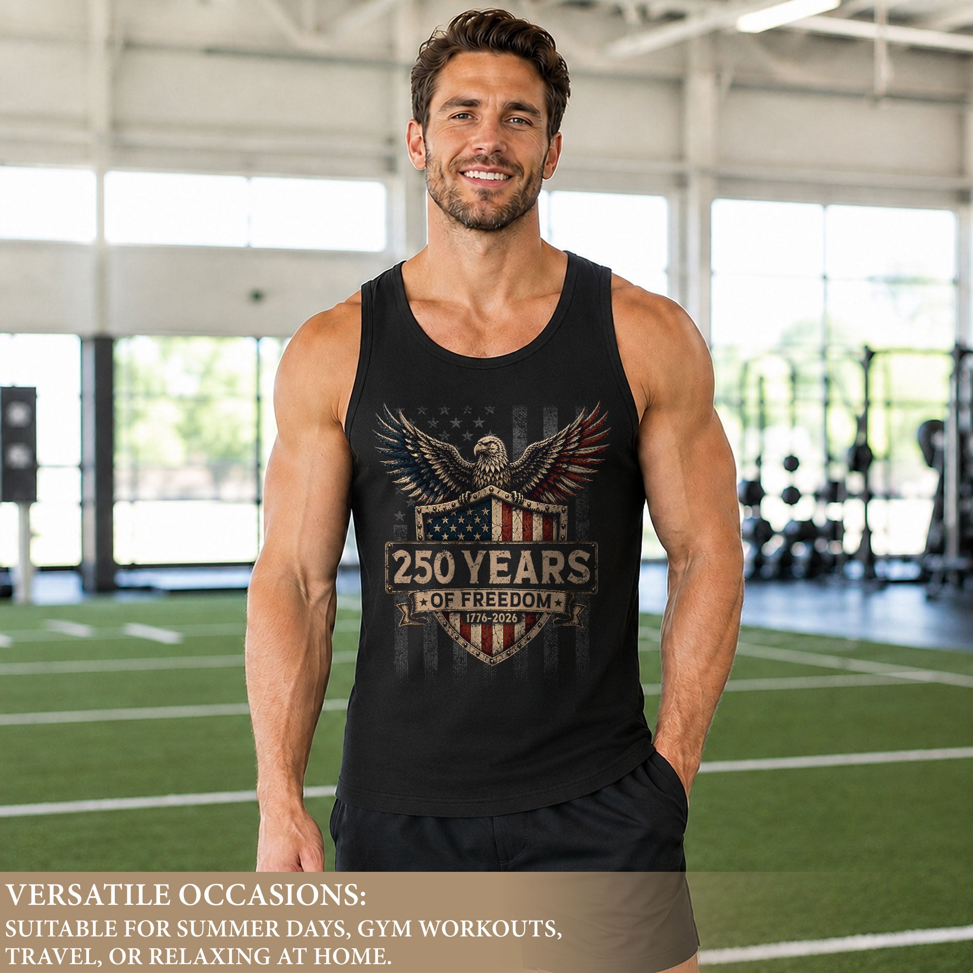 Men Tank Top 250 Years of Freedom Shirt 1776 2026 Patriotic American Eagle Graphic Tee