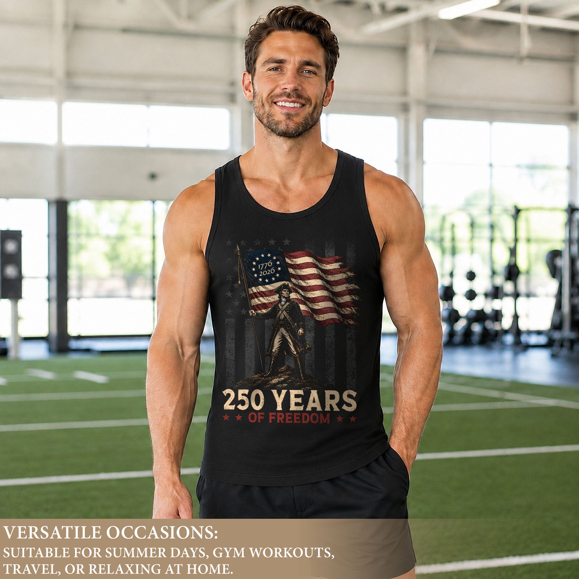 Men Tank Top 250 Years of Freedom Shirt 1776 2026 George Washington Patriotic Tee