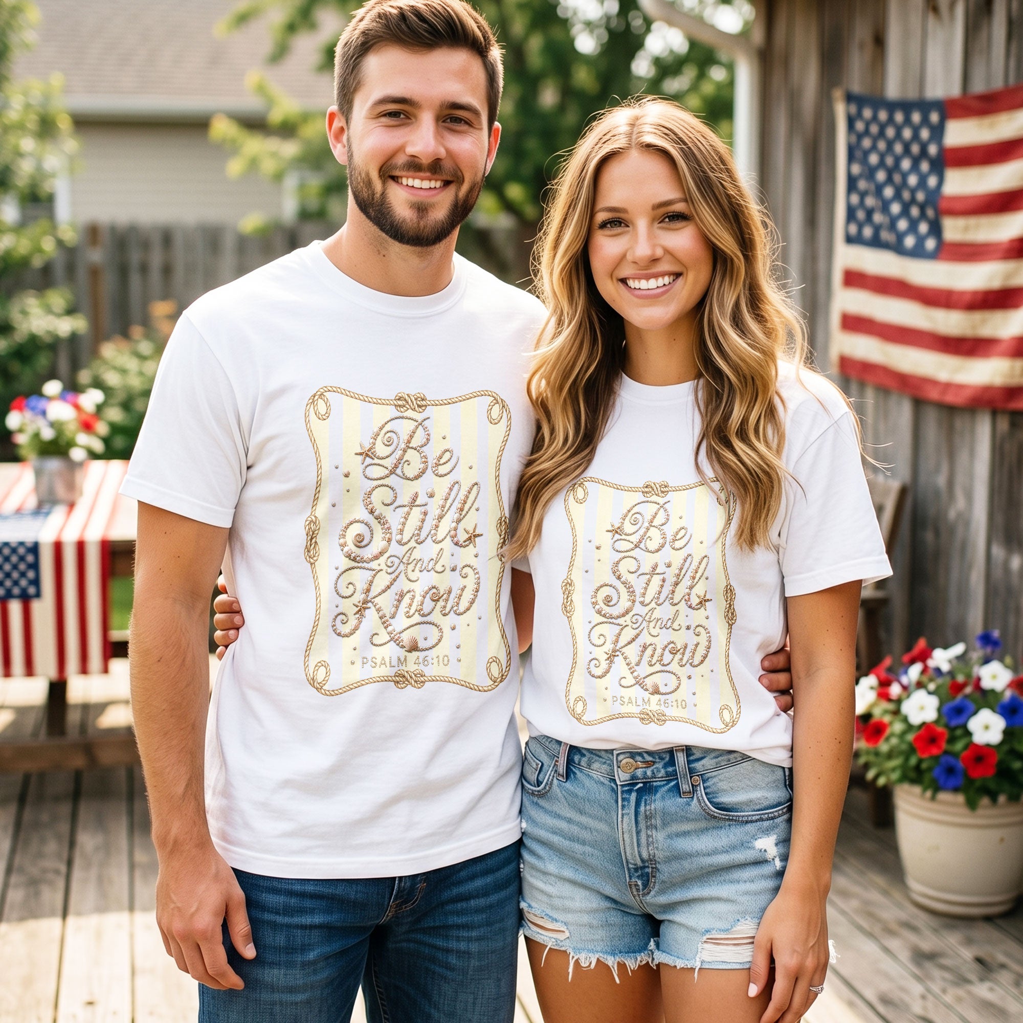 Be Still And Know Shirt Nautical Rope Coastal Beach Christian Psalm 46 10 Graphic Tee
