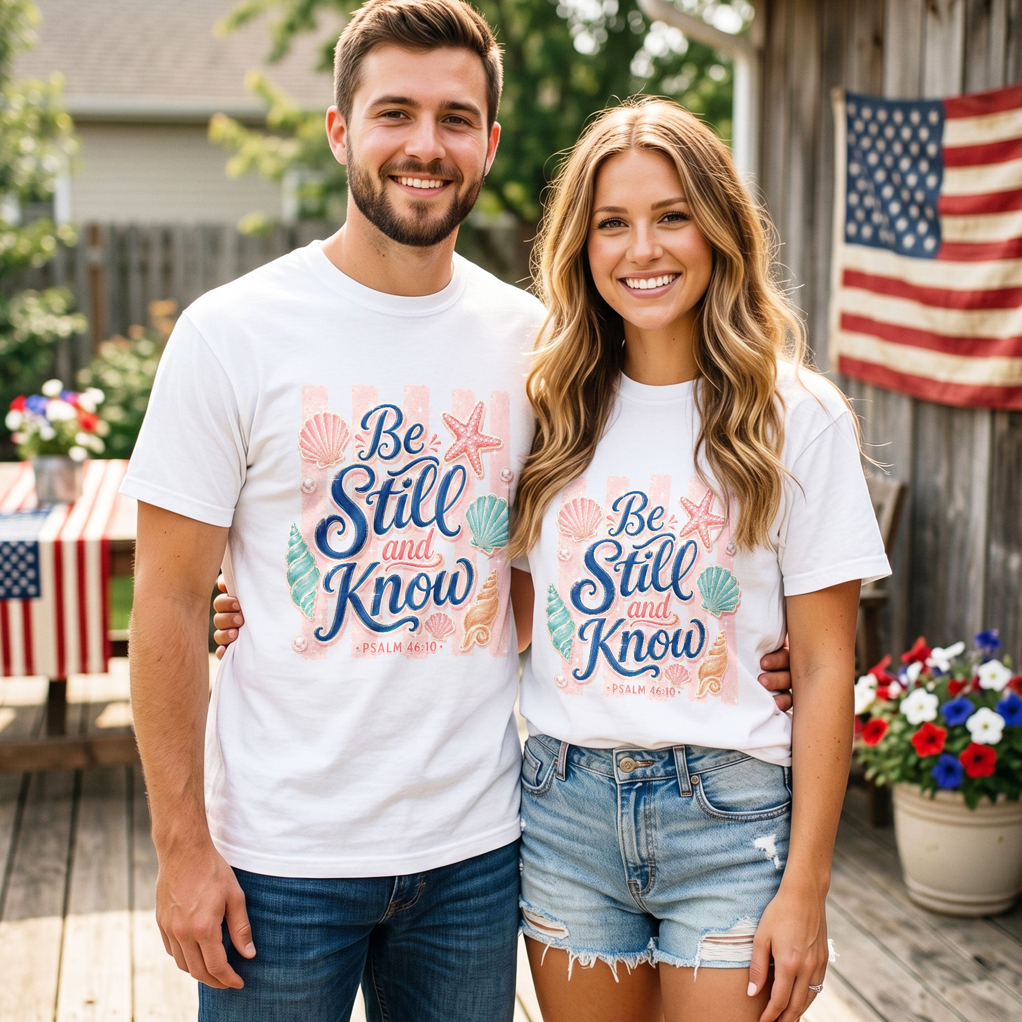 Be Still And Know Shirt Pink Stripes Beach Christian Psalm 46 10 Faith Graphic Tee