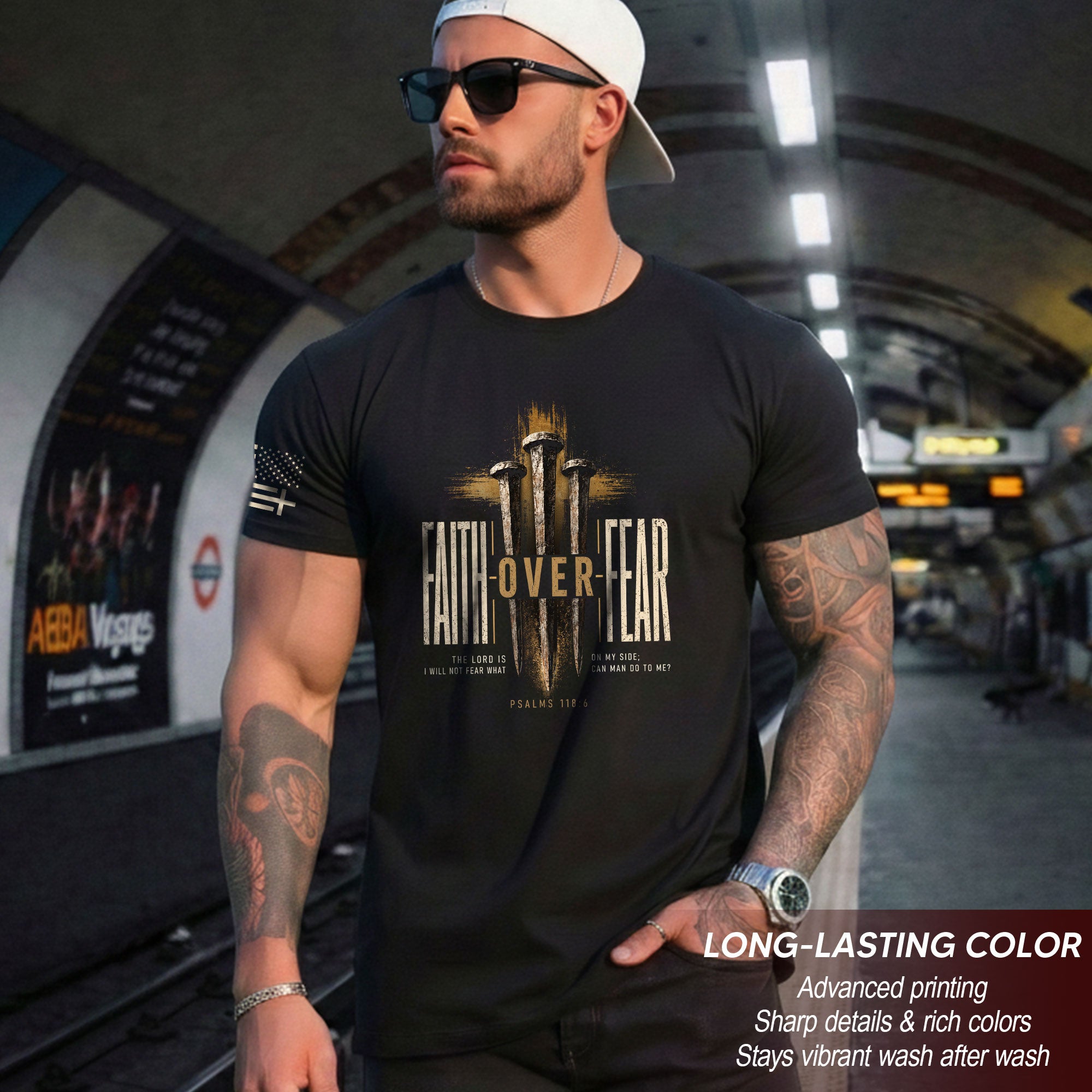 Faith Over Fear Shirt Christian Cross Psalms 118 6 Bible Verse Graphic Tee Vintage