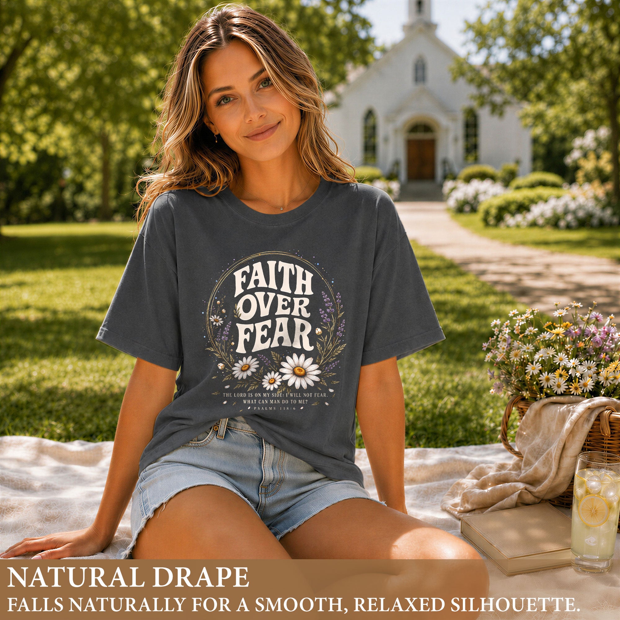 Faith Over Fear Christian Shirt Floral Bible Verse Psalms 118 6 Womens Faith Tee