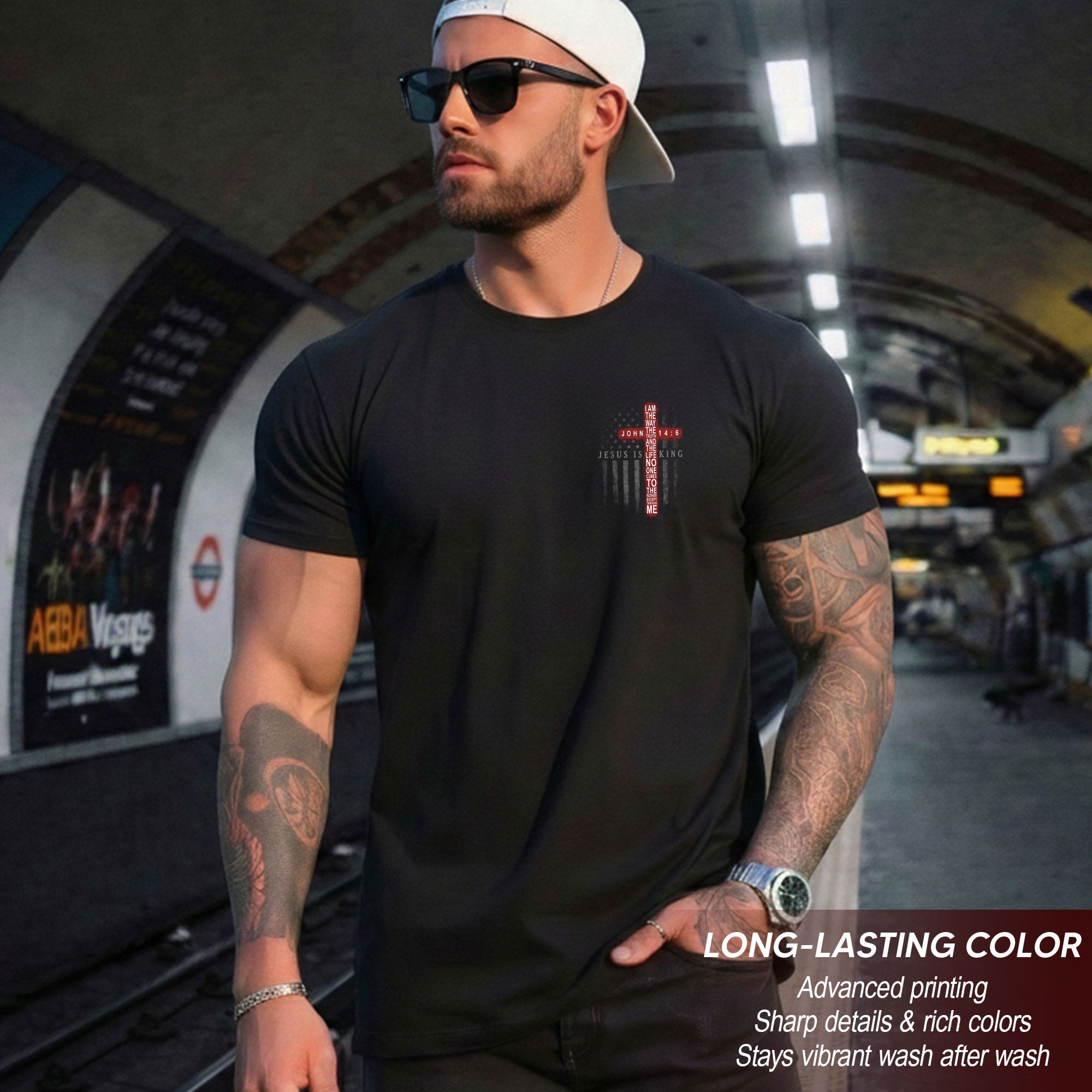 Jesus Is King T Shirt Christian Cross John 14 6 American Flag Religious Faith Tee - Rust Field Wear