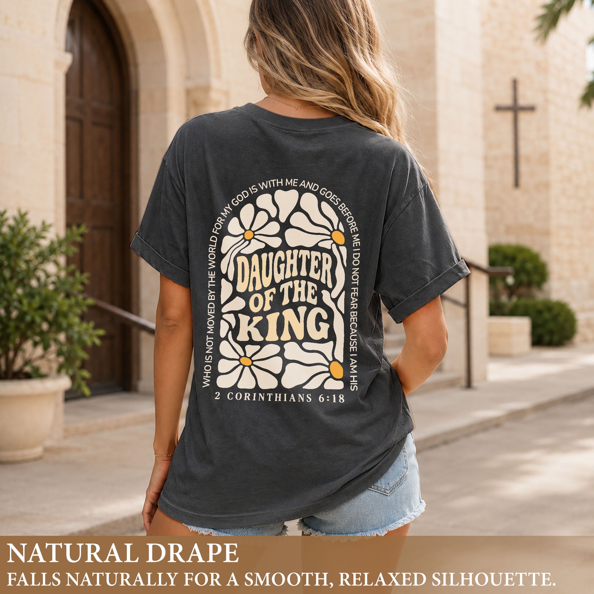 Daughter Of The King Shirt Retro Daisy Flower 2 Corinthians 6 18 Christian Graphic Tee - Rust Field Wear