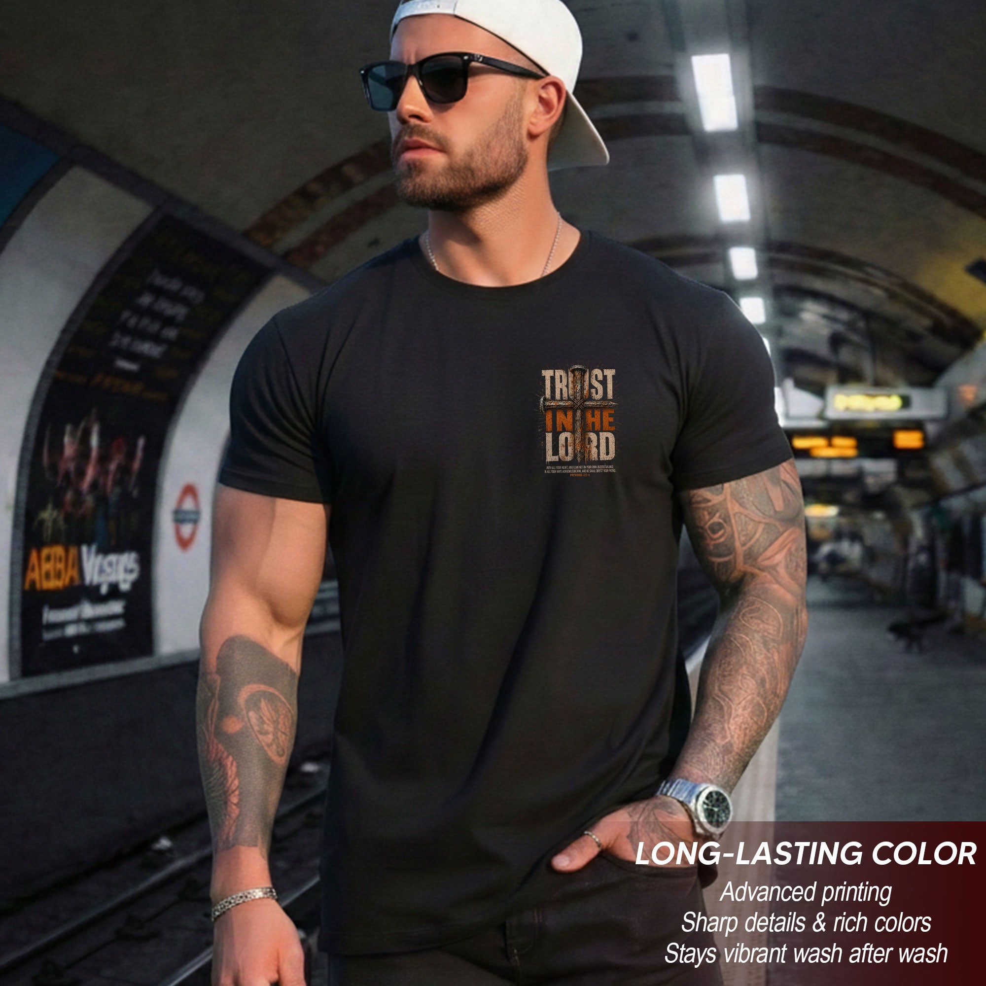 Trust In The Lord T Shirt Christian Cross Proverbs 3 5 6 Bible Verse Religious Apparel Tee - Rust Field Wear
