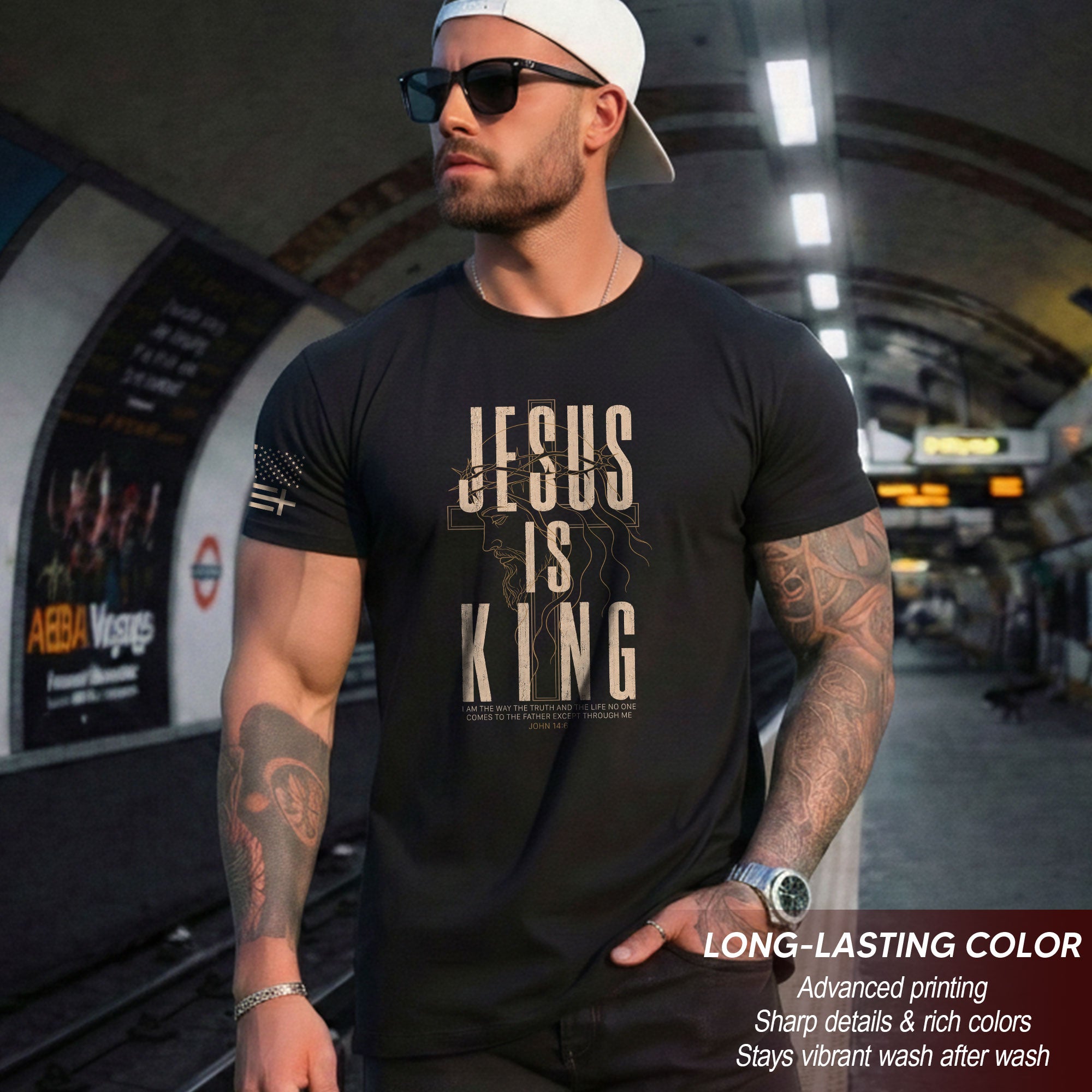 Jesus Is King T Shirt Christian Cross Crown Of Thorns John 14 6 Religious Faith Tee