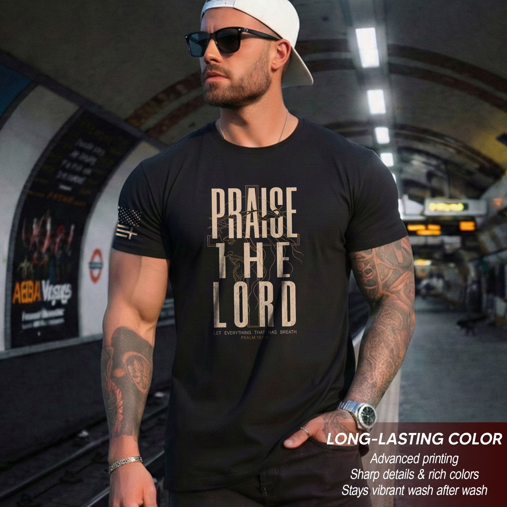 Praise The Lord Psalm 150 6 Jesus Portrait Graphic Christian T Shirt Apparel Men