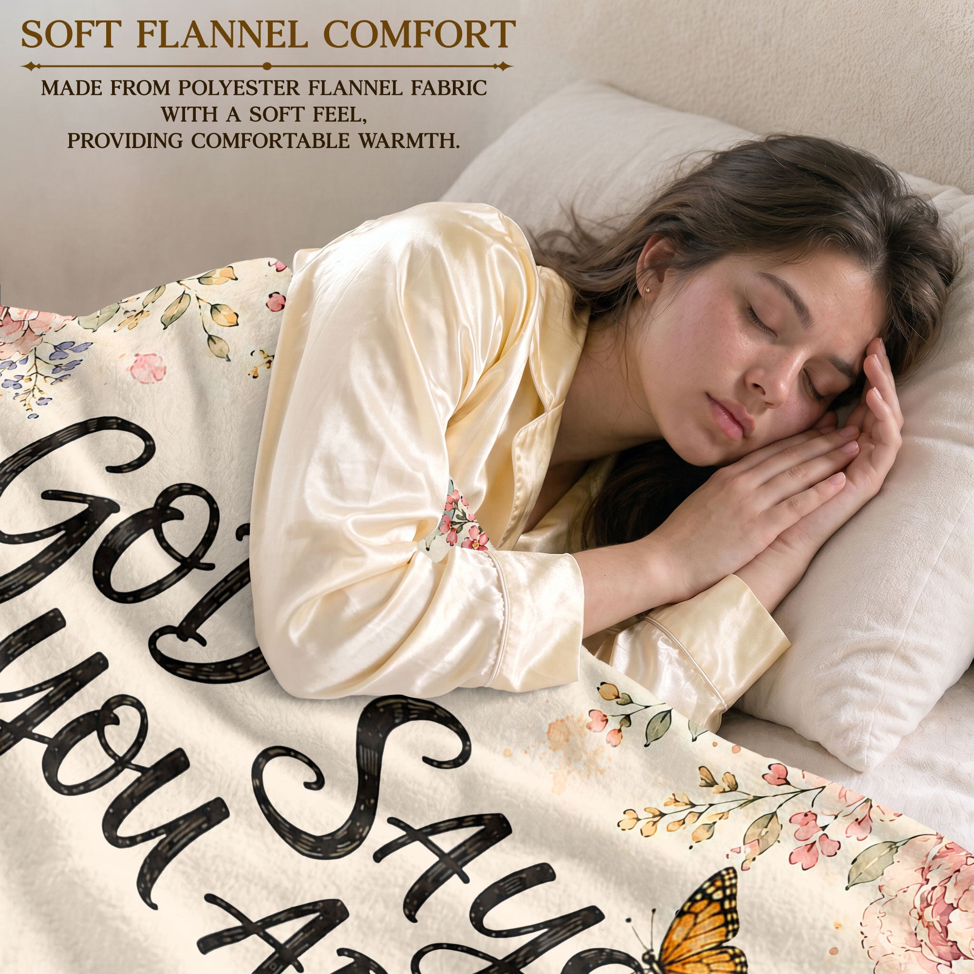 God Says You Are Butterfly Blanket with Bible Verses Christian Floral Faith Inspiration