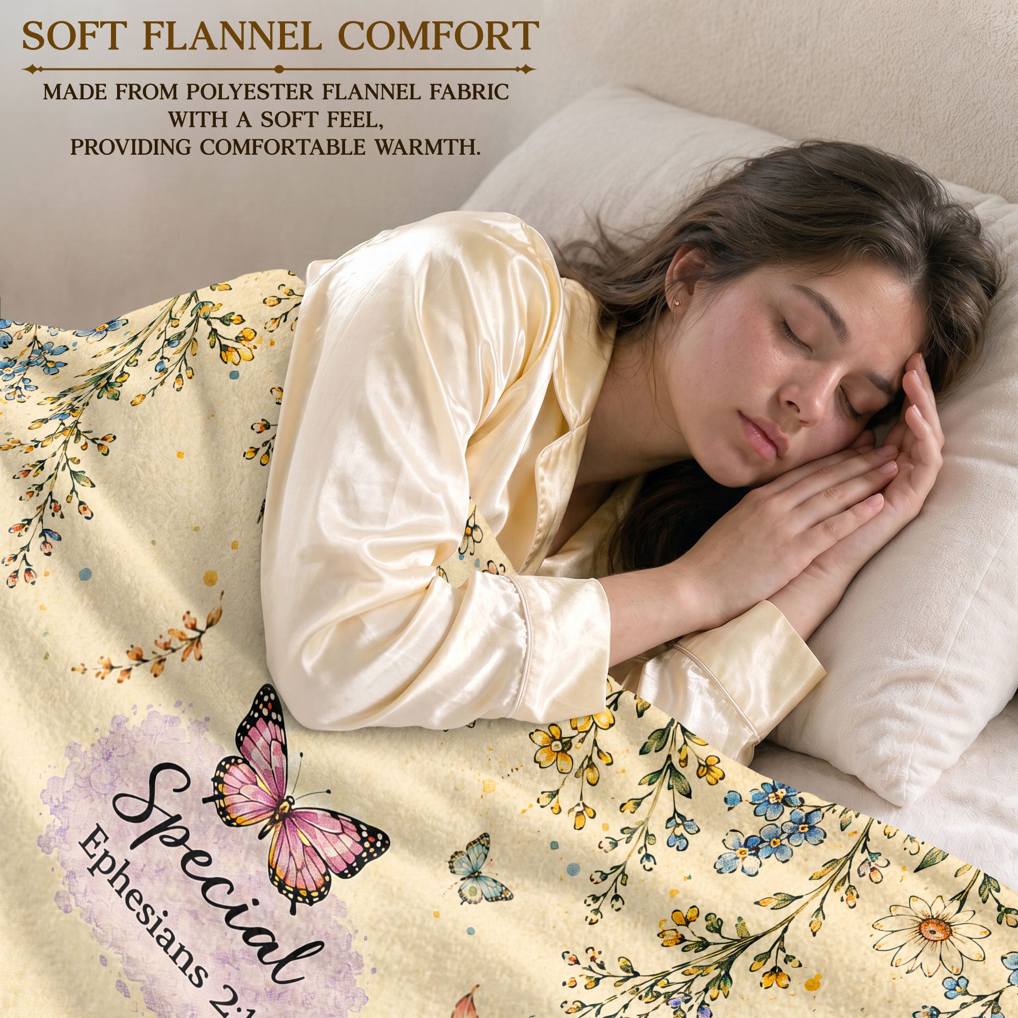 God Says You Are Butterfly Blanket with Bible Verses and Christian Floral Artwork
