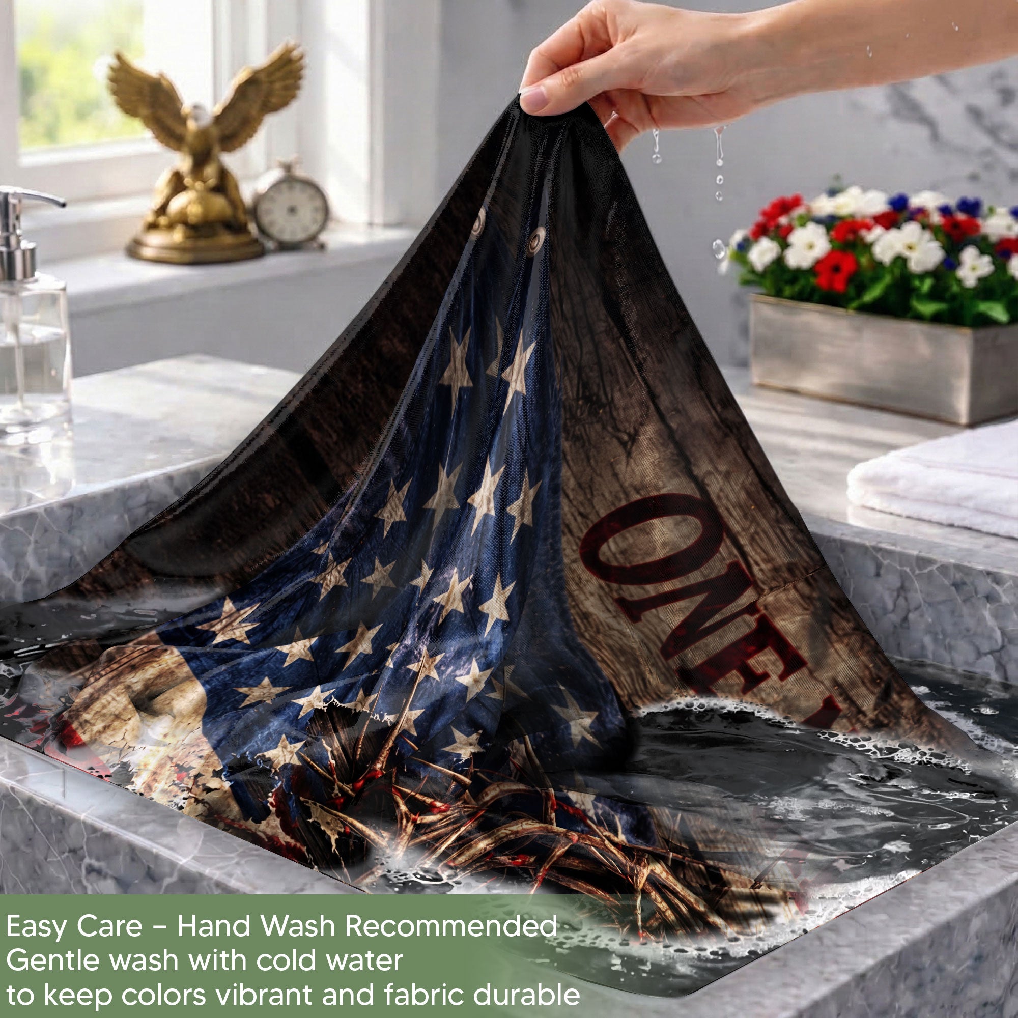 One Nation Under God 250 Years Flag (1776–2026) – Crown of Thorns Christian Patriotic Anniversary Banner - Rust Field Wear