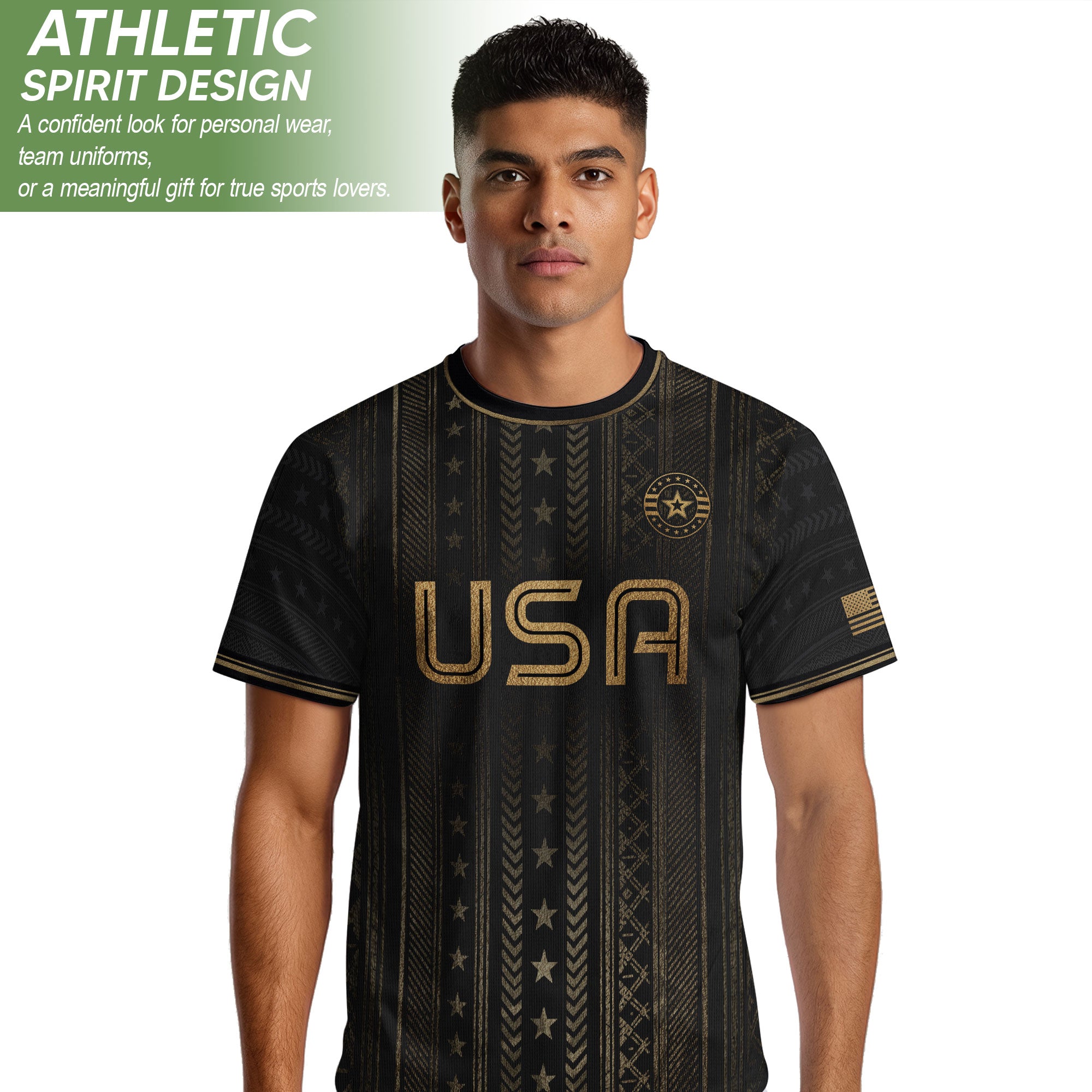 Black USA Soccer Shirt Golden Eagle Emblem United States National Team Fan Jersey Gift Tee