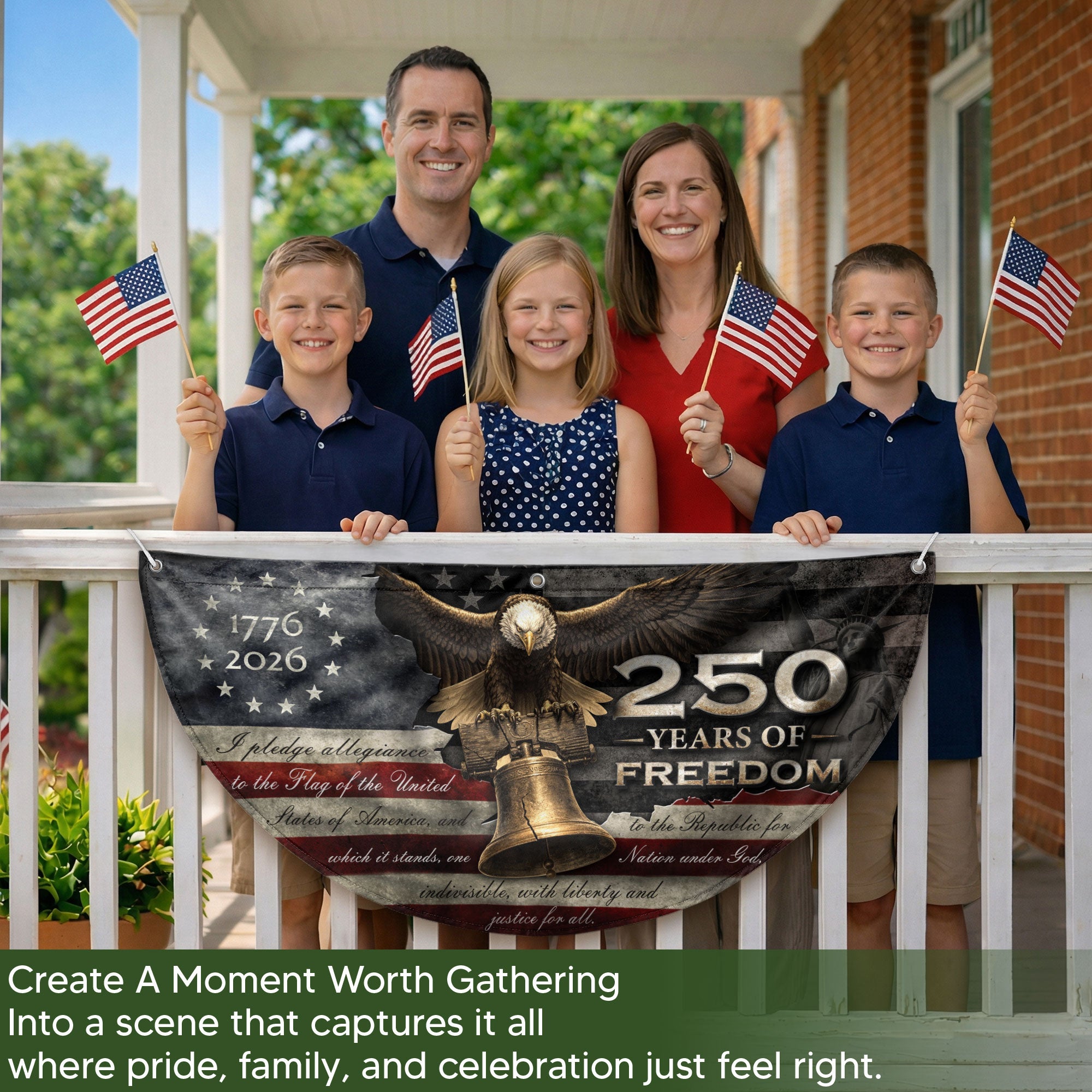 250 Years of Freedom Fence Flag 1776-2026 Liberty Bell Eagle Patriotic Banner Decor